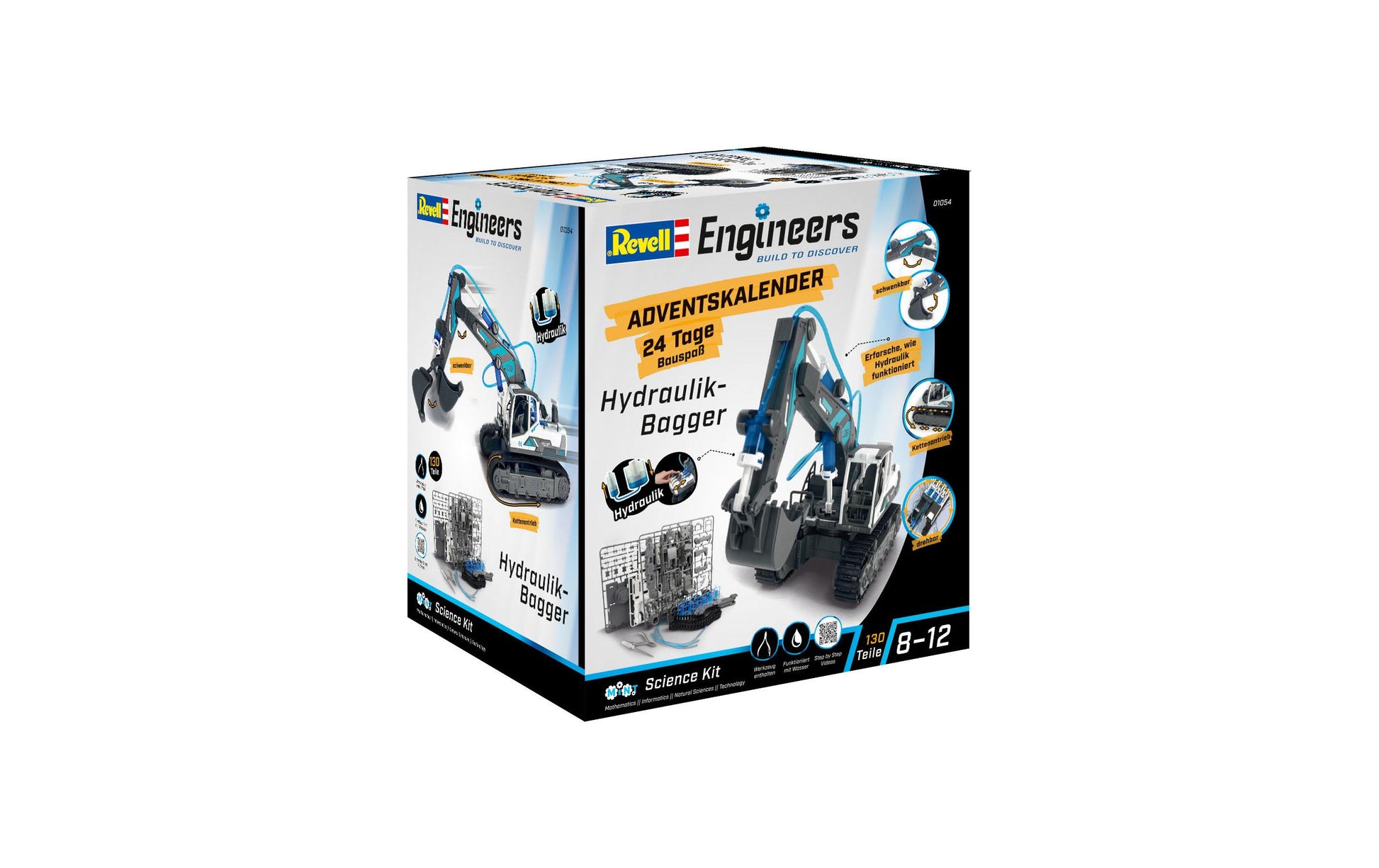 Revell control Revell Adventskalender Engineers Bagger – Modellbau, befüllt – 11,5 × 20 × 34 cm – ab 8 Jahren