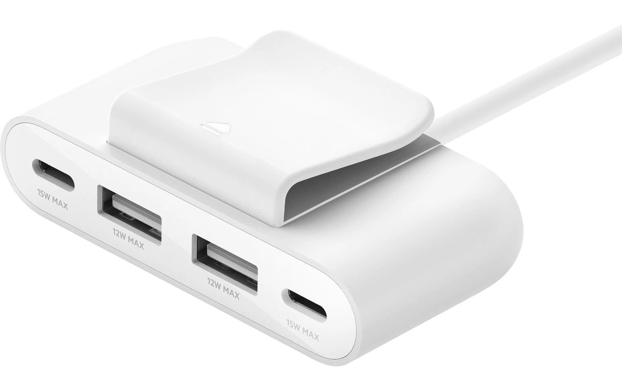 Belkin BUZ001bt2MWHB7 USB-Hub – USB-C, 2× USB-C, 2× USB-A, für iPad 9. Gen, iPad Pro 12,9", iPad mini 6. Gen