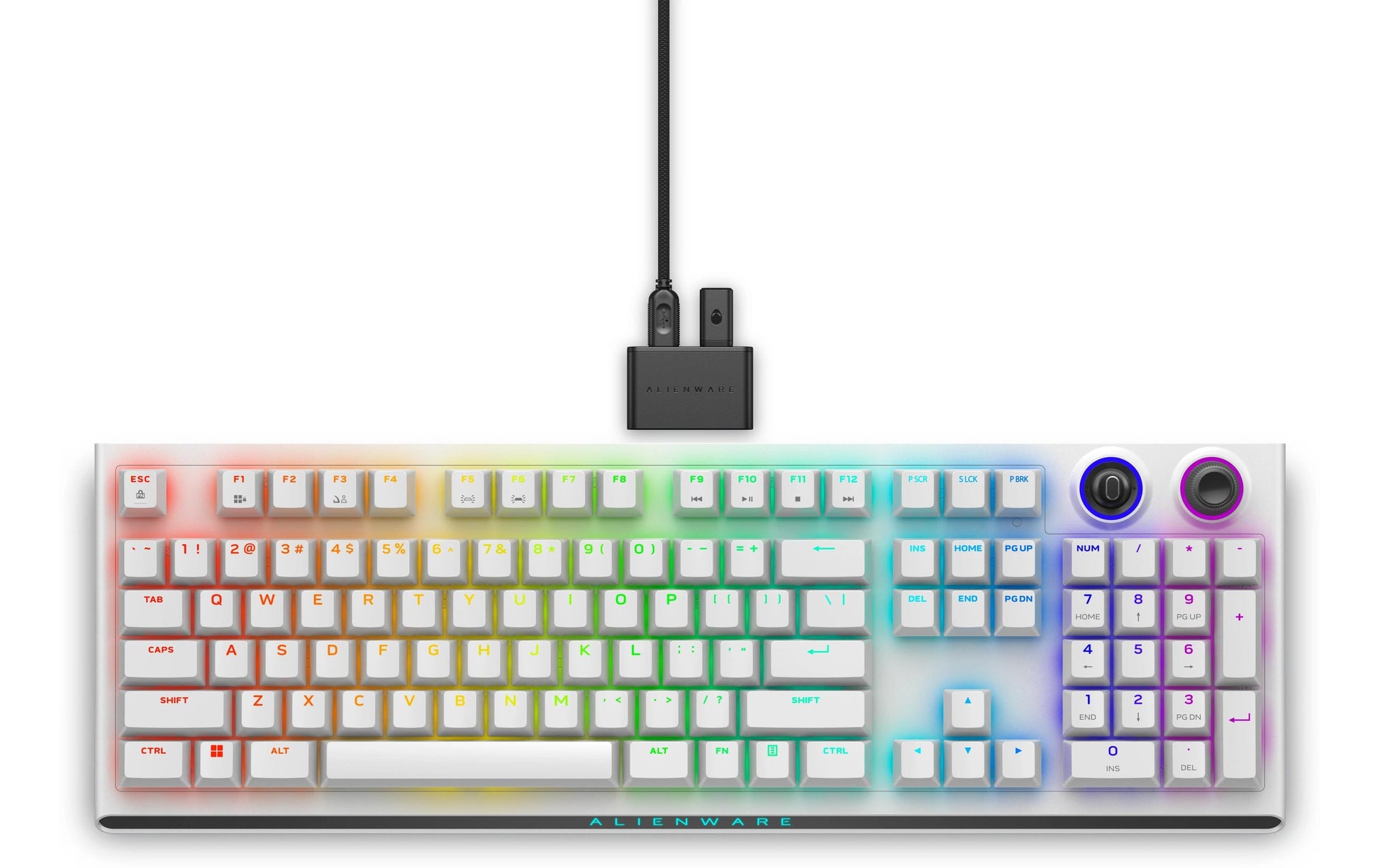 Alienware AW920K – Gaming-Tastatur – Mechanisch, RGB – Bluetooth & 2,4 GHz – USB-C – QWERTY (US) – Weiss