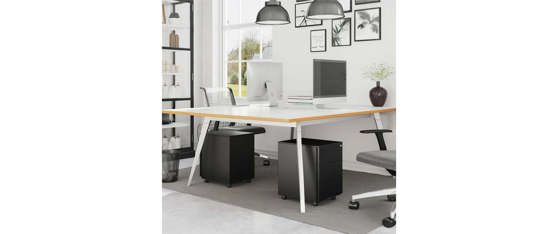 Songmics Rollcontainer – Stahl, schwarz, abschliessbar, 39 × 55 × 45 cm