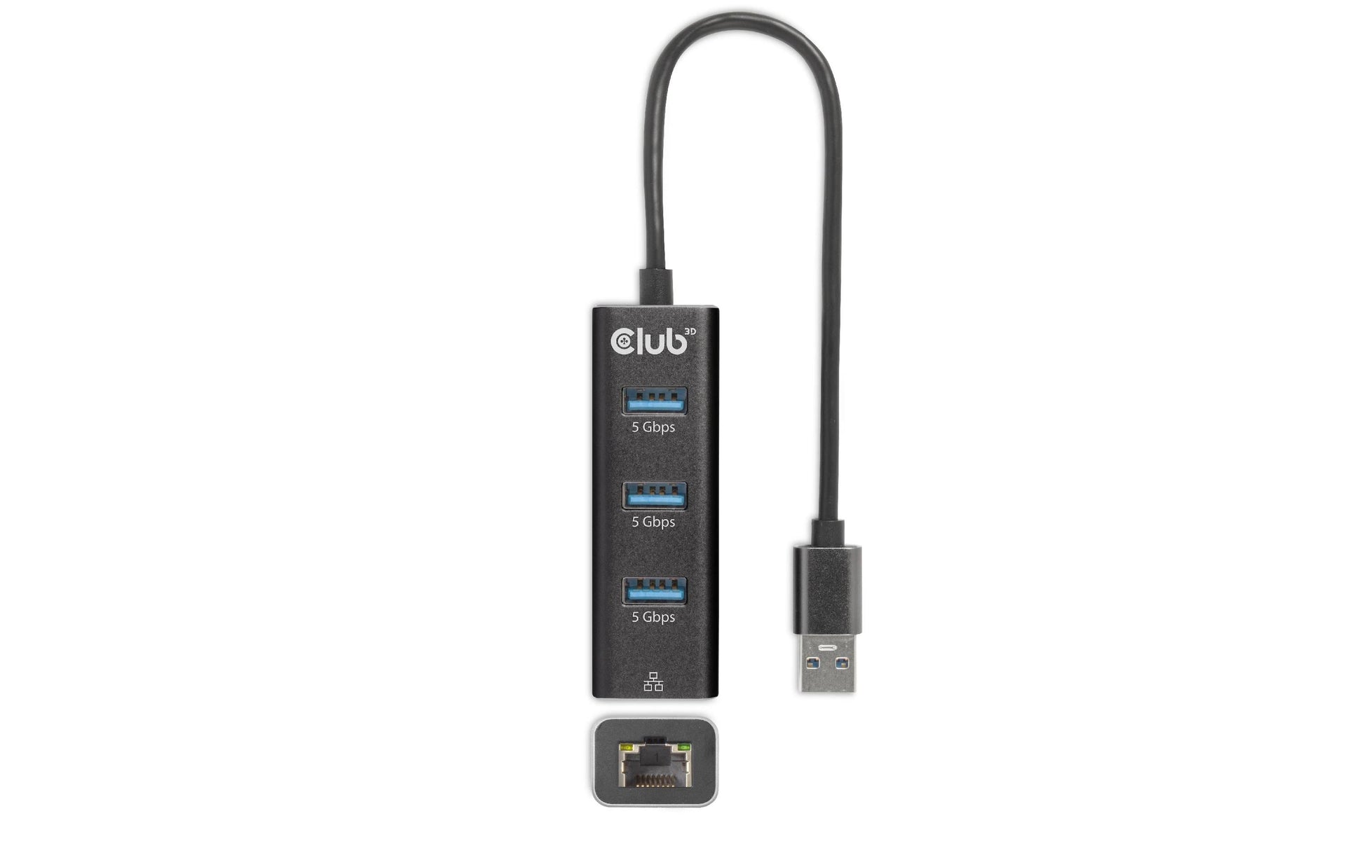 CLUB3D Club 3D CSV-1430a USB-Hub – USB 3.2 Gen 1, 3× USB-A, GbE