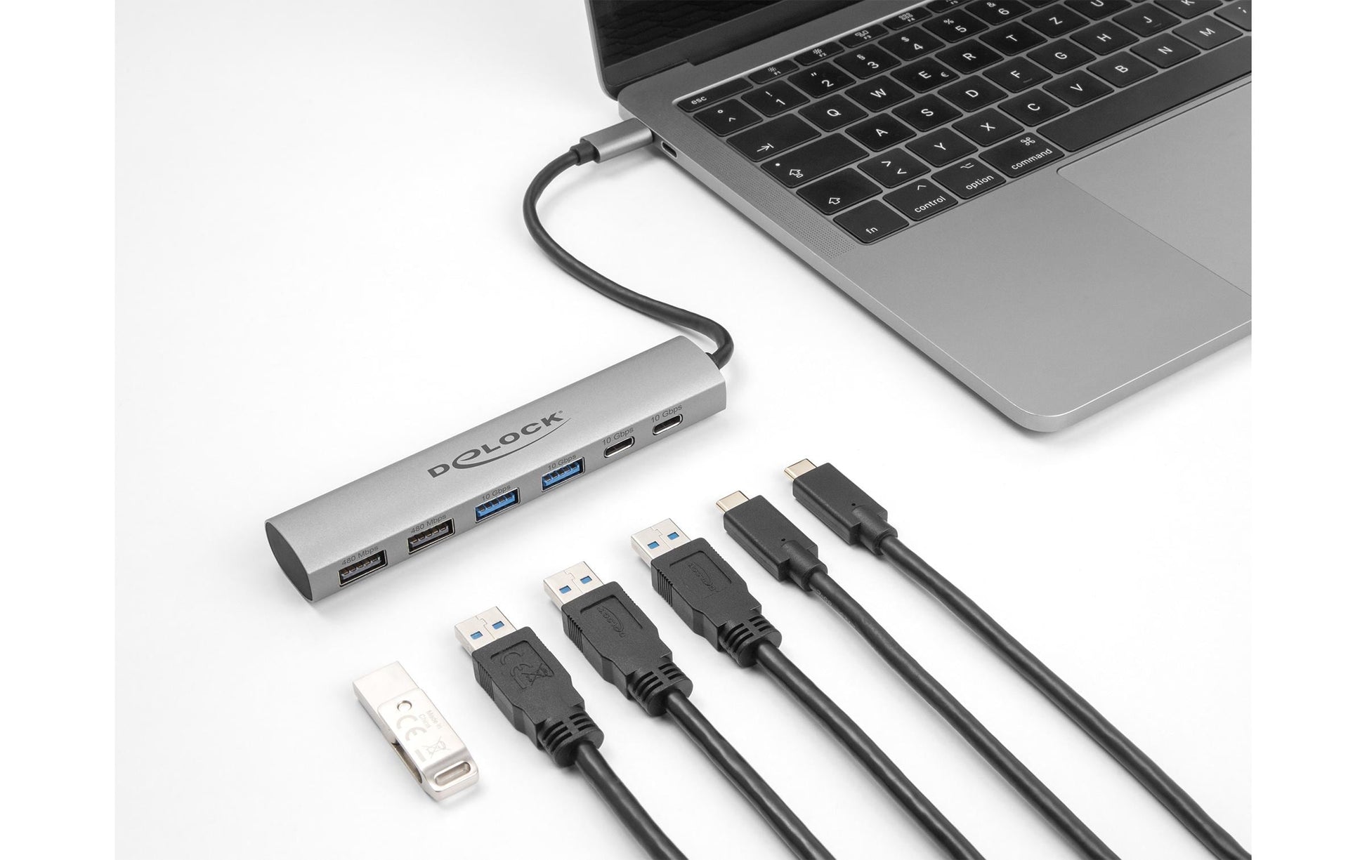DeLOCK USB-Hub – USB-C, 4× USB-A, 2× USB-C, für Windows/Mac