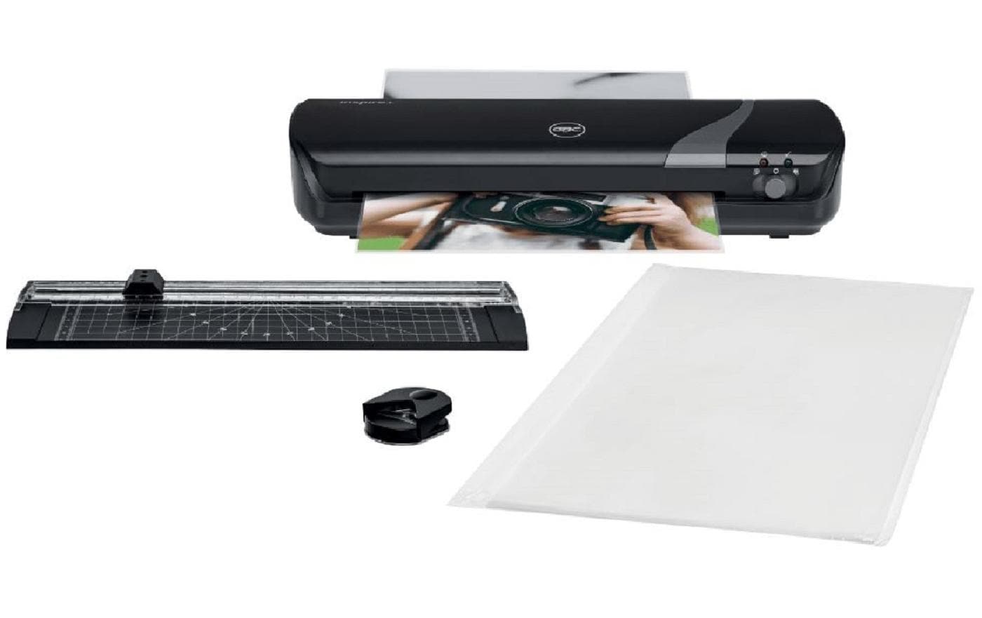 GBC Inspire+ Laminiergerät A4 – 2-Rollen, 75–125 µm, Kaltlamination, Aufheizzeit 4 Min., 250 mm/min, schwarz