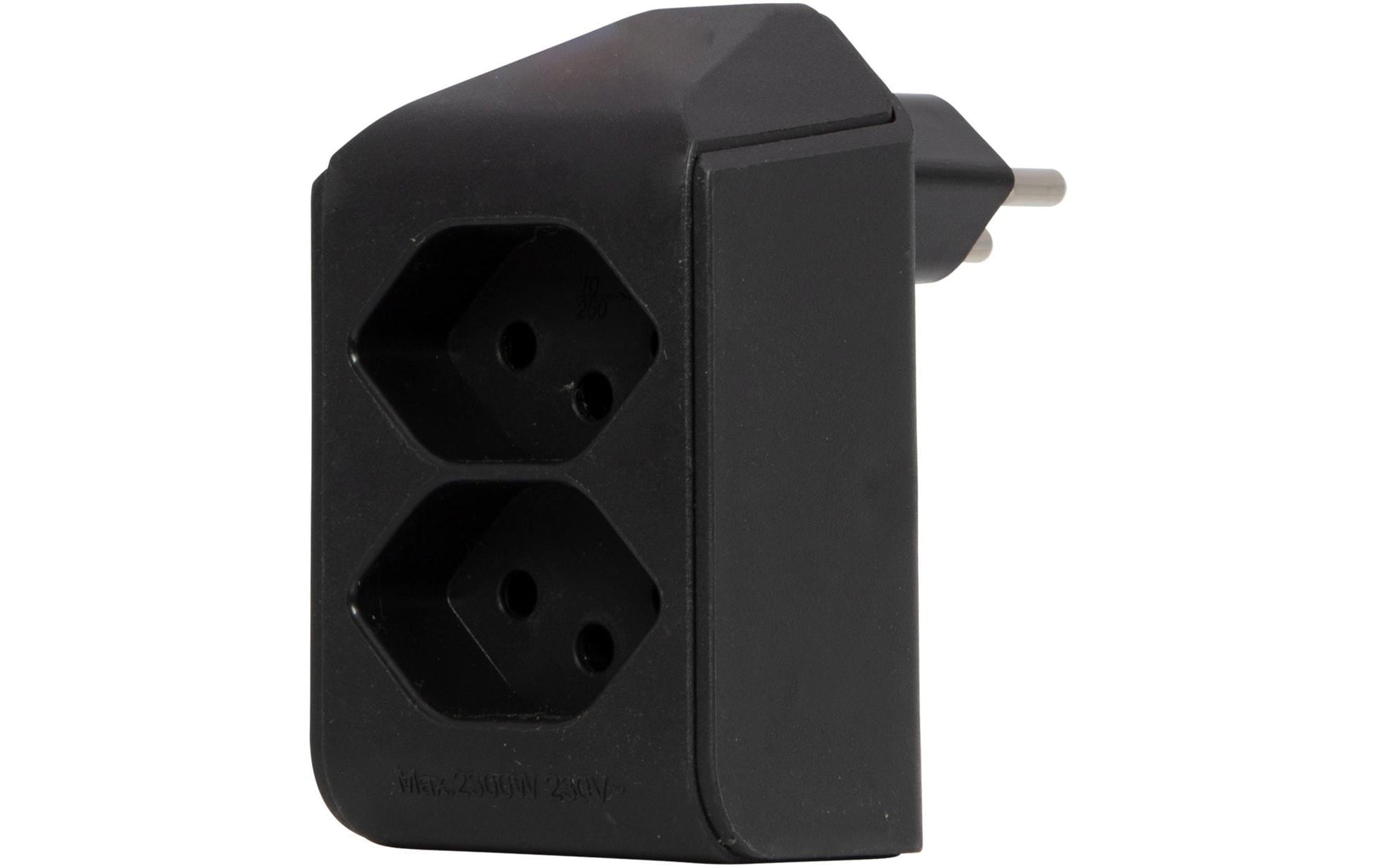 Brennenstuhl 2-fach drehbarer Abzweigstecker 300° – T12 zu T13, 230 V, 10 A – Schwarz