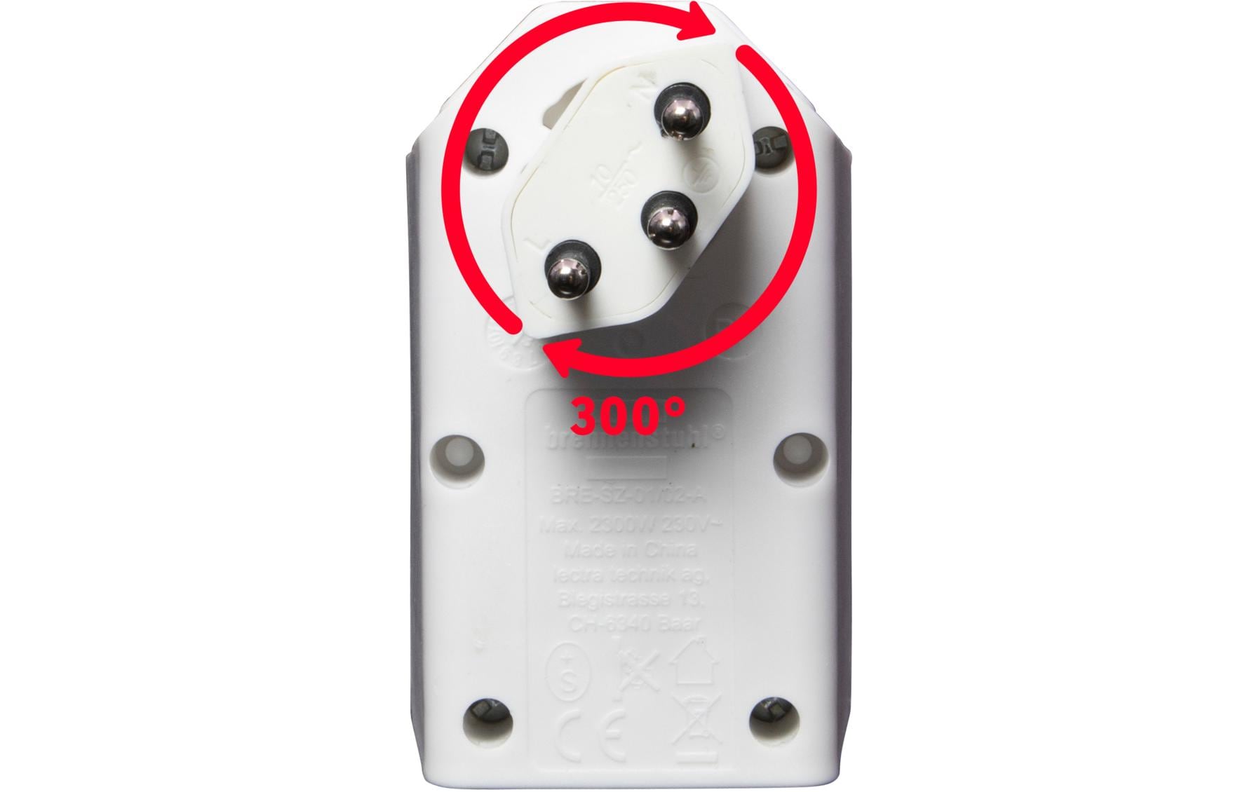 Brennenstuhl Adapterkabel, 2×T13, Eingang T13, drehbar 300°, 80×50×80 mm – Weiss