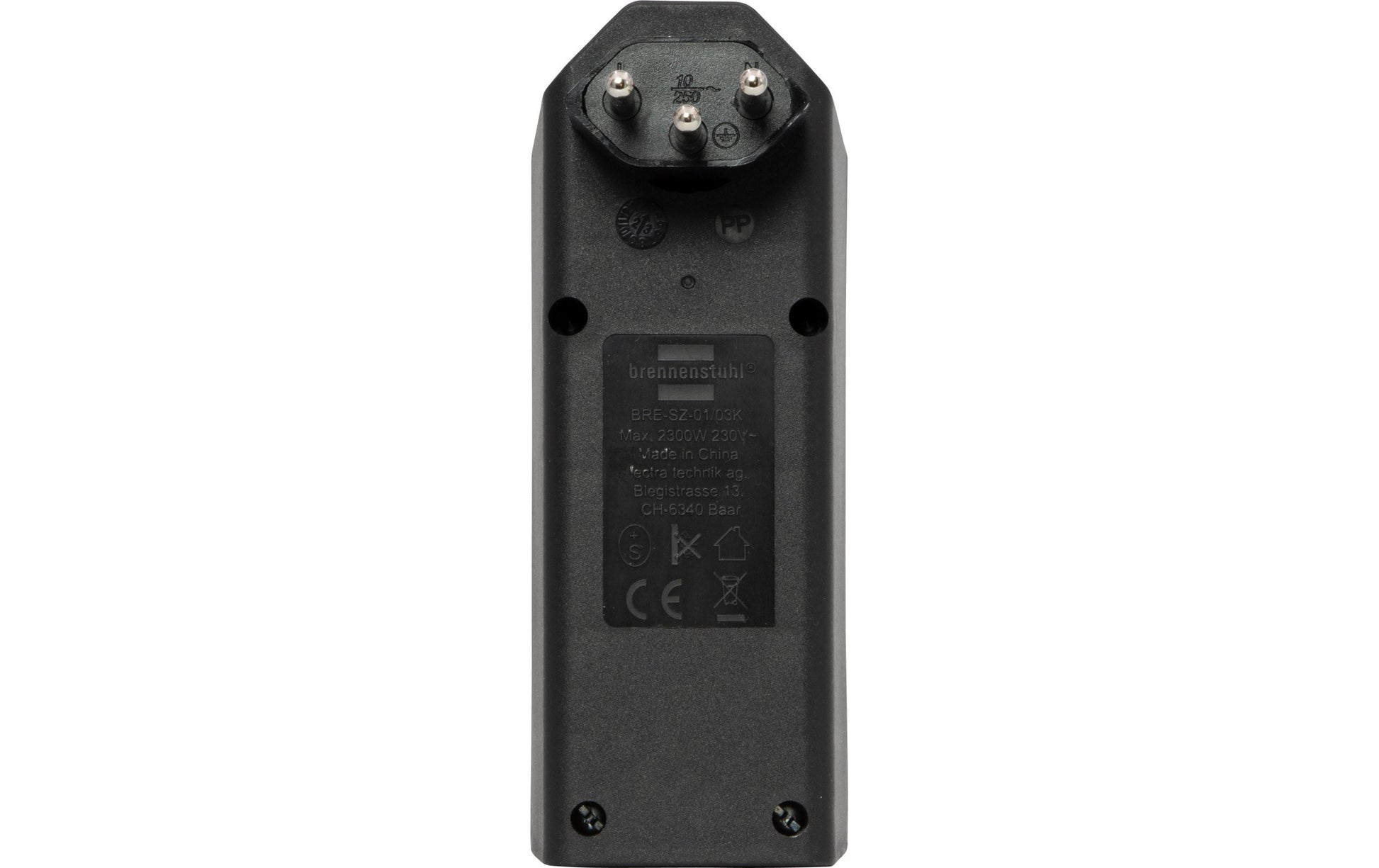 Brennenstuhl 3-fach drehbarer Abzweigstecker 300° – 230 V, 10 A, 3× T13 Buchsen, T12 Stecker – 130 × 50 × 80 mm