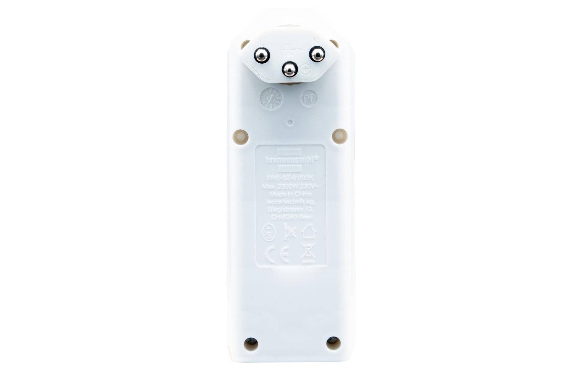 Brennenstuhl Abzweigstecker T12 zu 3× T13 – 230 V, 10 A, 300° drehbar, mit Schalter – Weiss