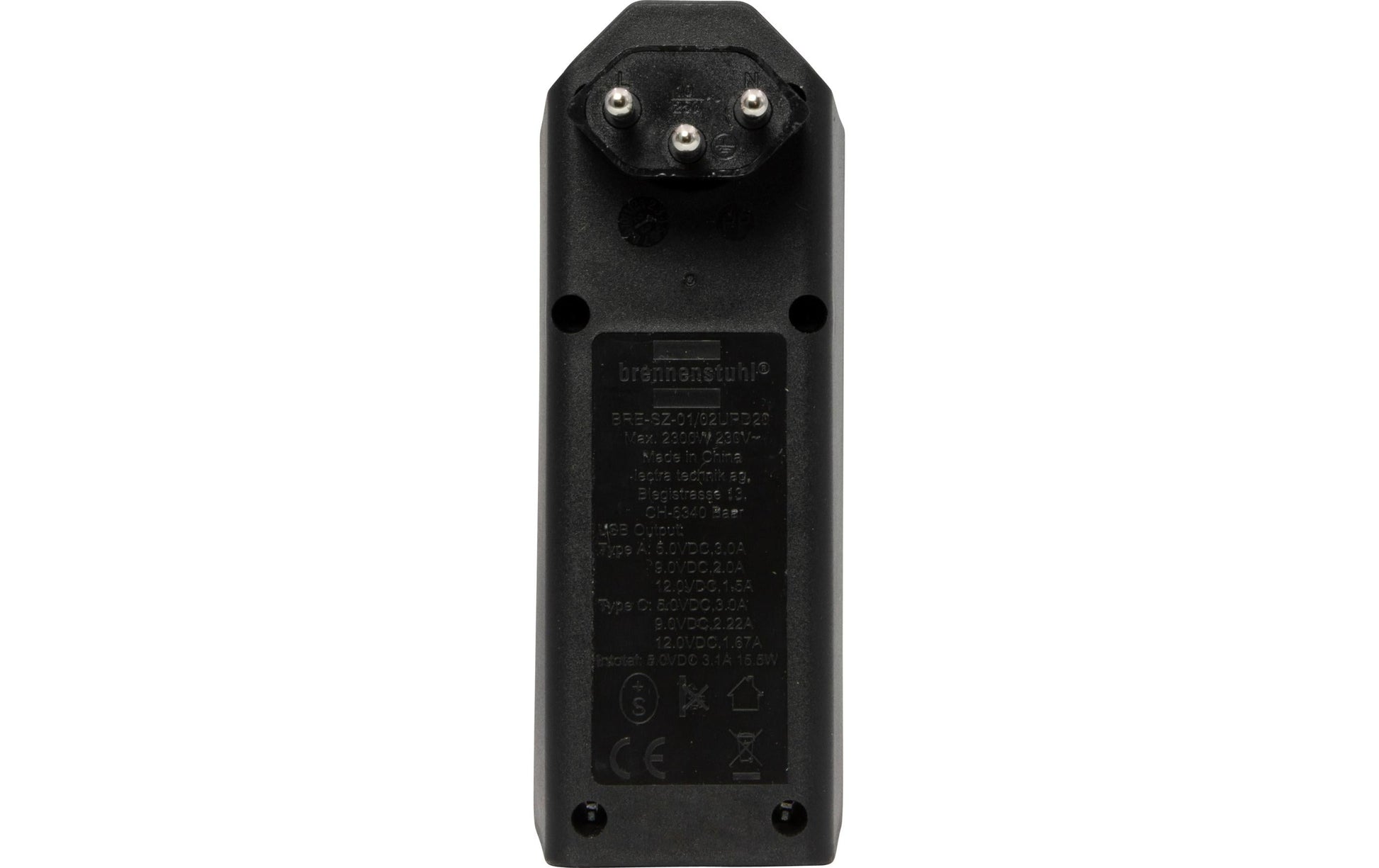 Brennenstuhl cleverLINE Steckdosenleiste, 2×T13 Steckdosen, 2×USB (1×A + 1×C), T12 Eingang, 300° drehbar – schwarz