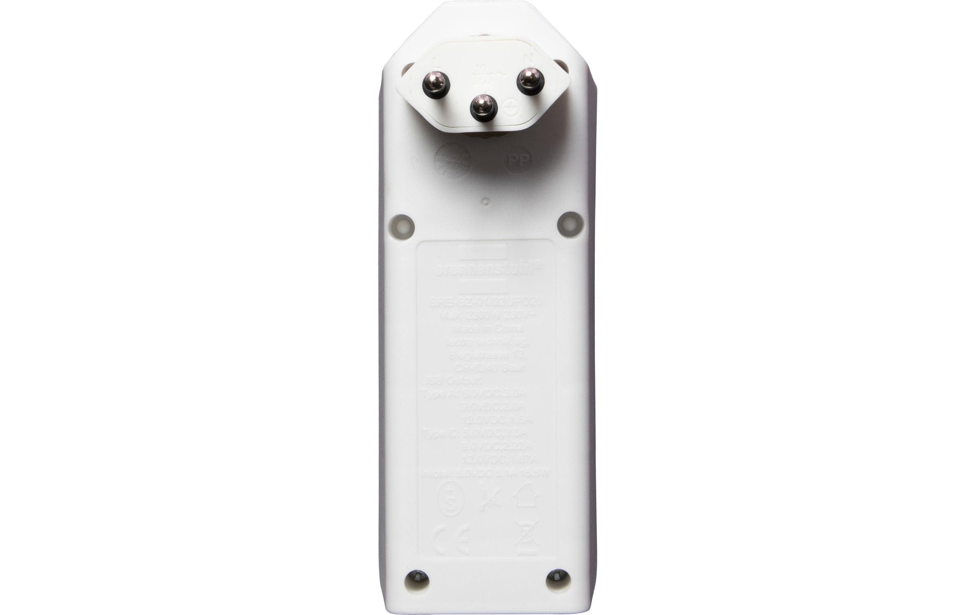 Brennenstuhl cleverLINE Abzweigstecker, 2×T13, 1×USB-A + 1×USB-C, drehbar 300°, Eingang T12 – weiss