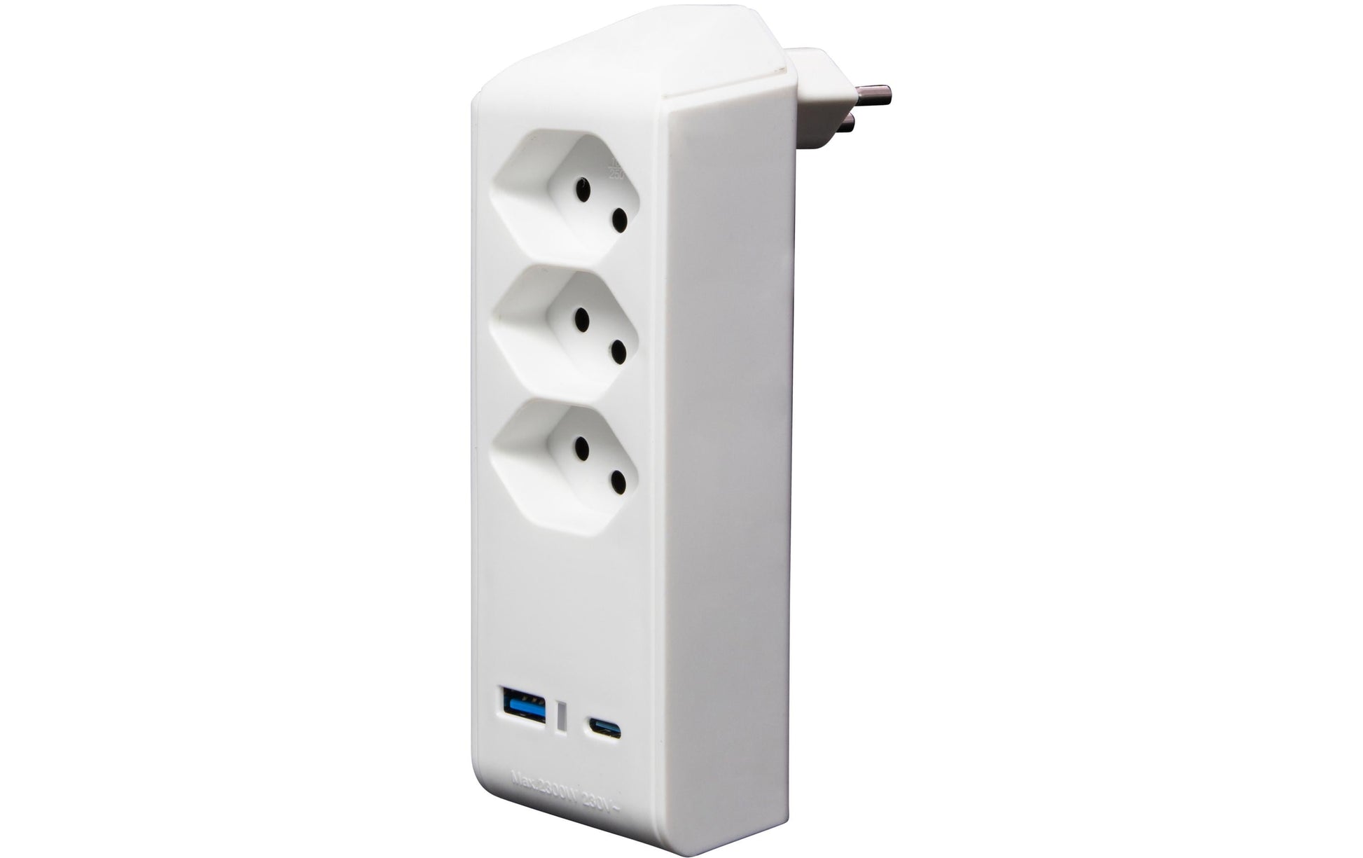 Brennenstuhl cleverLINE Abzweigstecker T12 zu T13 – 3× Steckdosen, 2× USB (A/C), 230 V 10 A, drehbar 300° – Weiss
