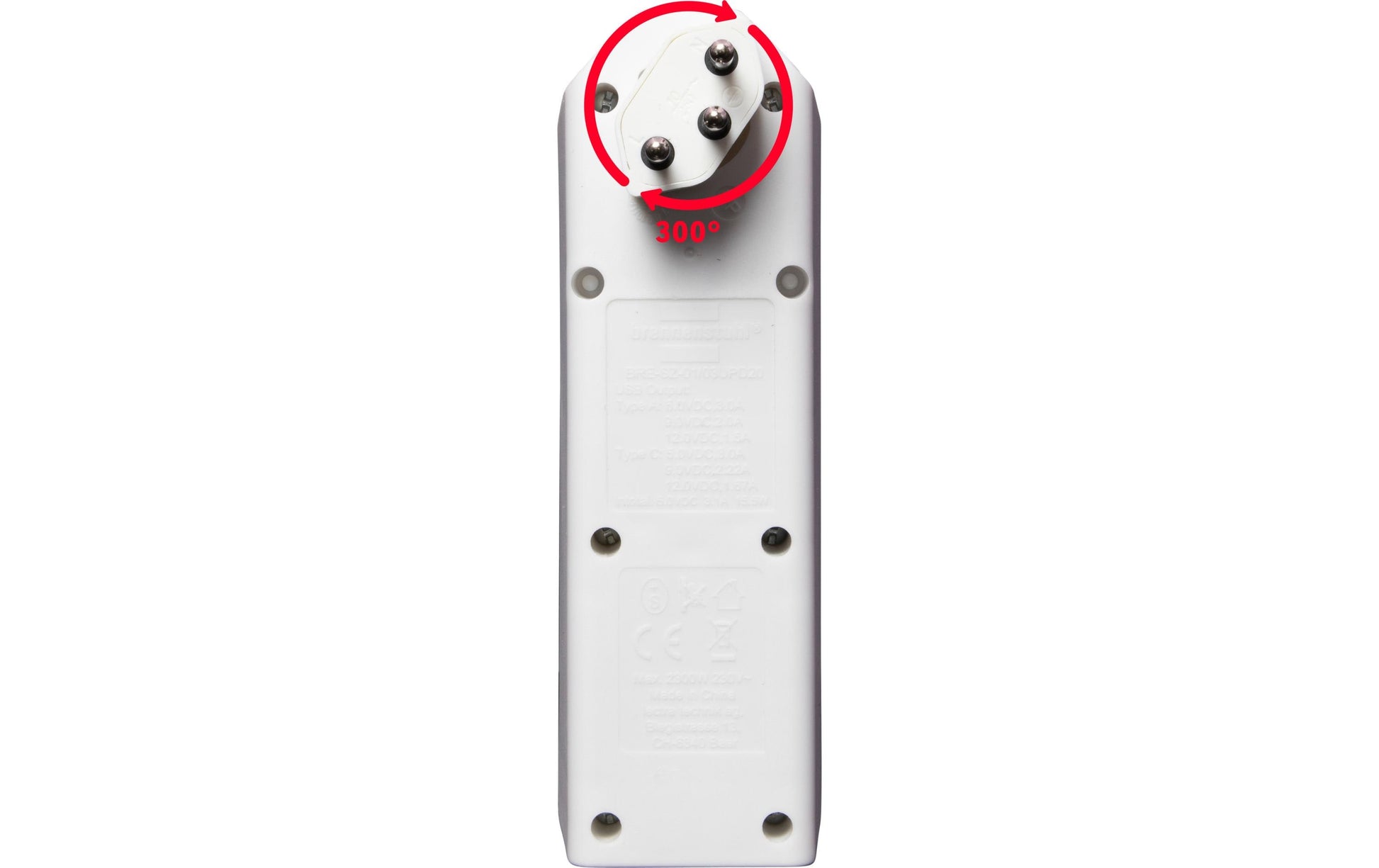 Brennenstuhl cleverLINE Abzweigstecker T12 zu T13 – 3× Steckdosen, 2× USB (A/C), 230 V 10 A, drehbar 300° – Weiss