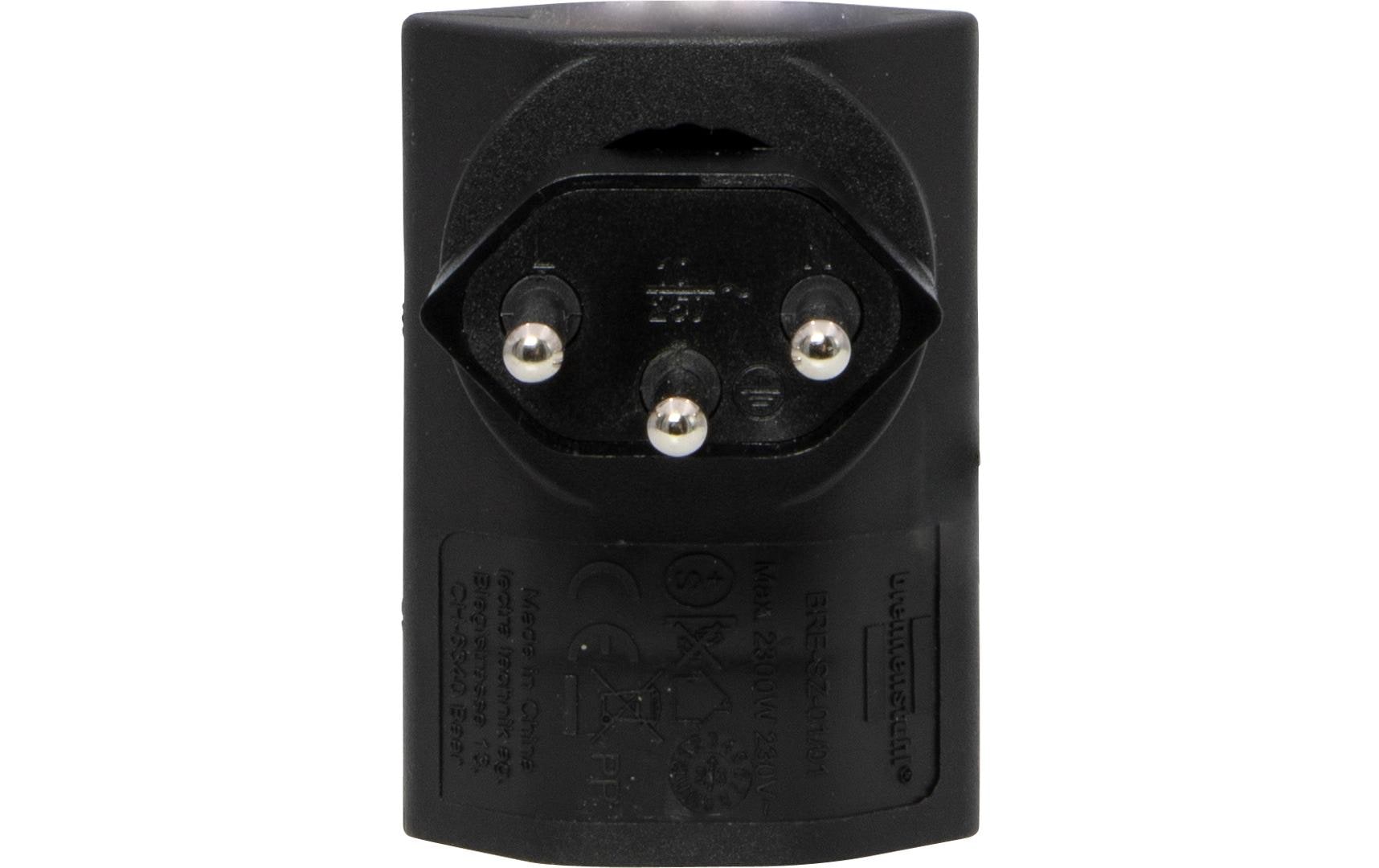 Brennenstuhl Winkeladapter T12 zu T13 – Flachstecker, 230 V, 10 A, drehbar 300° – Schwarz