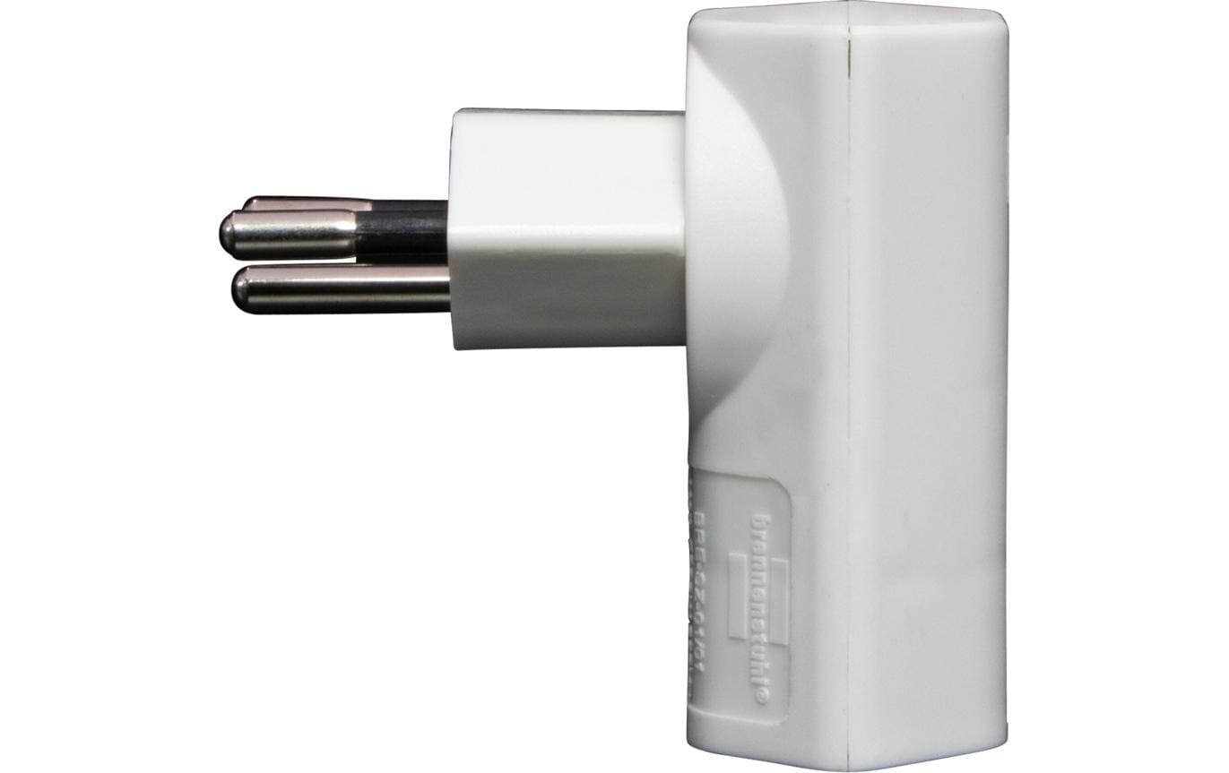 Brennenstuhl Winkeladapter T12 zu T13 – 230 V, 10 A, drehbar 300° – Weiss, für CH