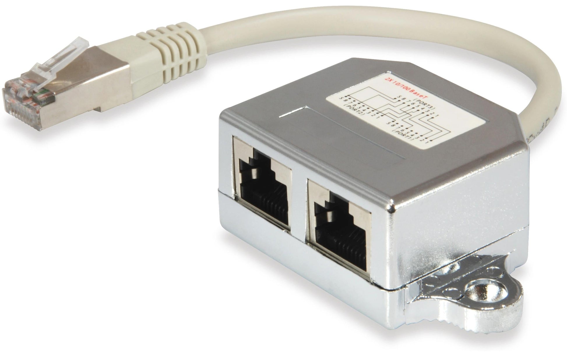 Equip Anschlussverdoppler RJ-45 – Cat5e STP, 100 Mbit/s, 2× RJ-45 (Stecker → 2× Buchse), 0,15 m, Silber