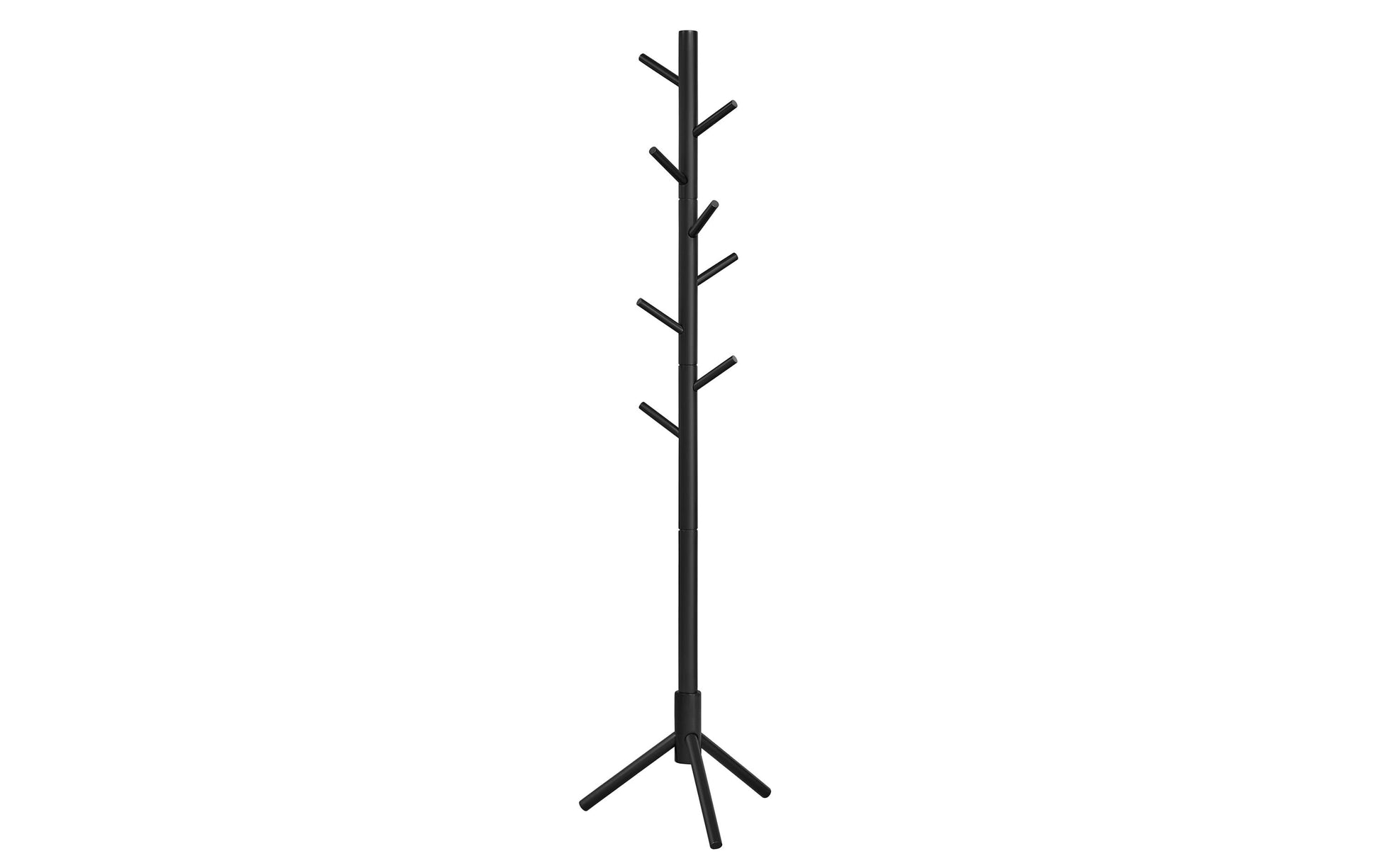 Vasagle Garderobenständer – 8 Haken, Gummibaumholz/Kautschuk, Schwarz, 47 × 47 × 175 cm