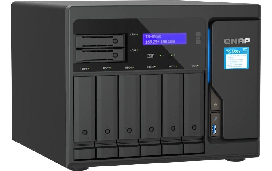 QNAP TS-855X-8G Allgemeines Speichergerät – SATA 6 Gbit/s, 6×3,5"/2,5" + 2×2,5" Einschübe