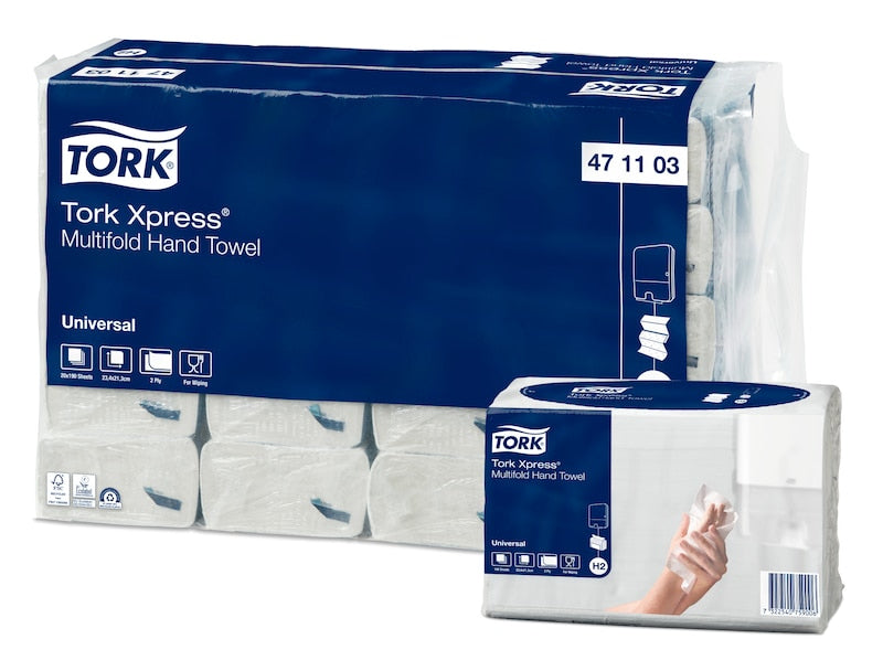Tork Falthandtuch Xpress – Z-Falz, 2-lagig, Recyclingfasermaterial, natur, 213 × 240 mm, für Tork H2