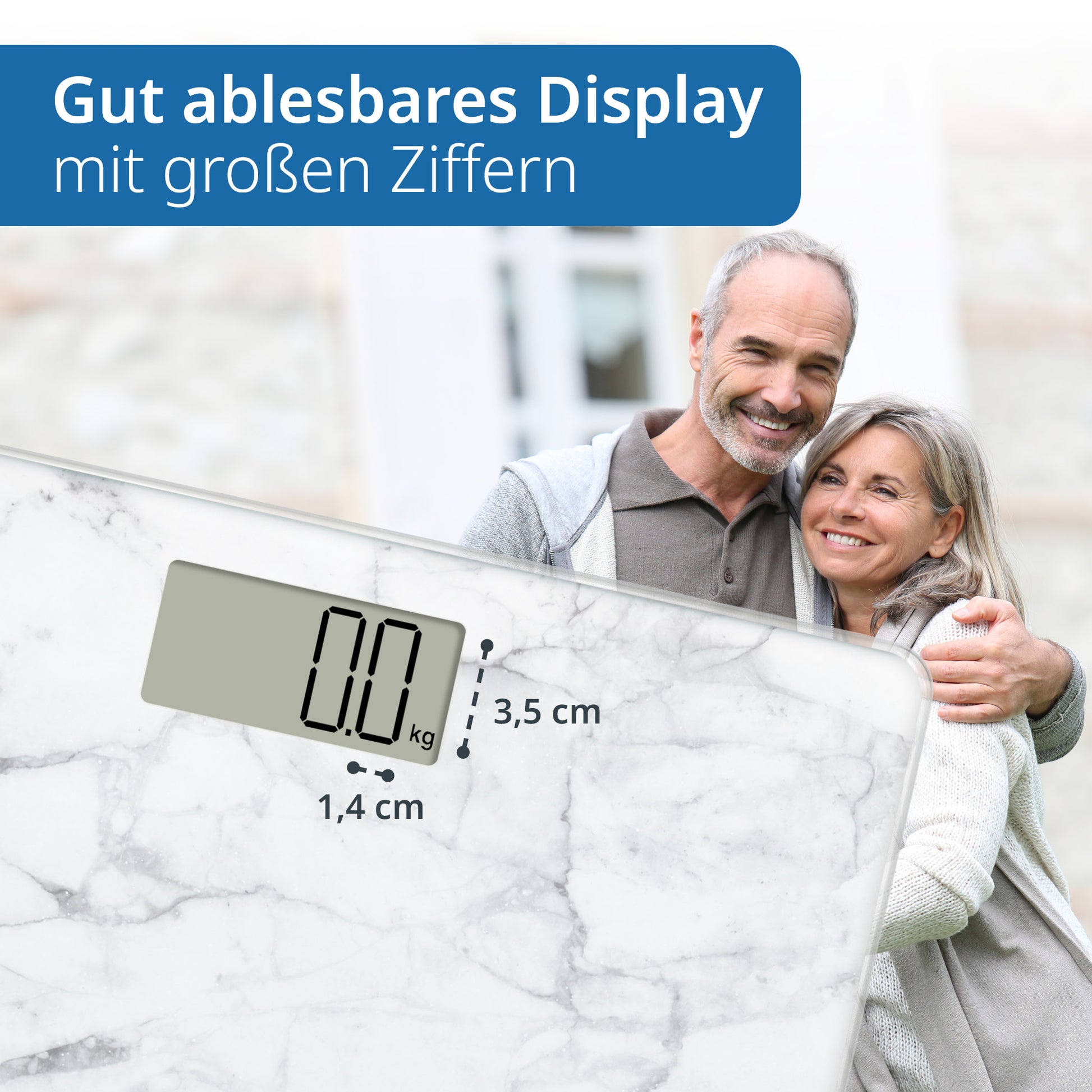 ADE Paketwaage BE2306-5 – Tragkraft 180 kg, Teilung 100 g, Wiegefläche 30 × 30 cm, Batterie, Sicherheitsglas