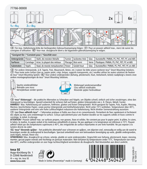 TESA Klebenagel – Kunststoff, Weiss, 12 × 14 × 2 cm – 2er-Pack