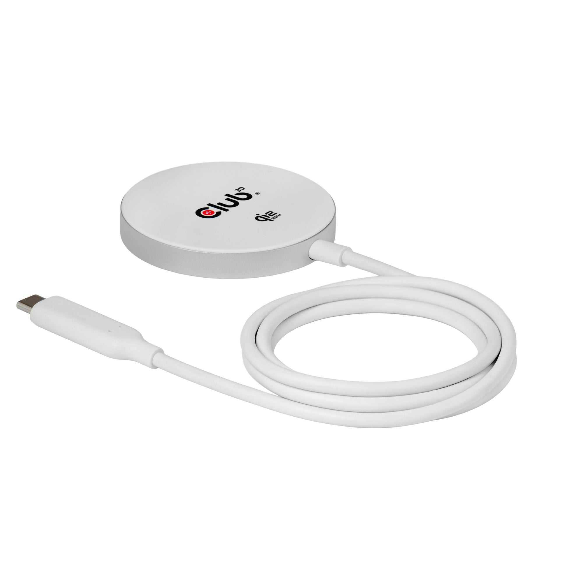 CLUB3D Club 3D CAC-3026 Kabelloses Ladegerät 25 W – Qi2, MagSafe-kompatibel – USB-C×1 – für Smartphones – Weiss