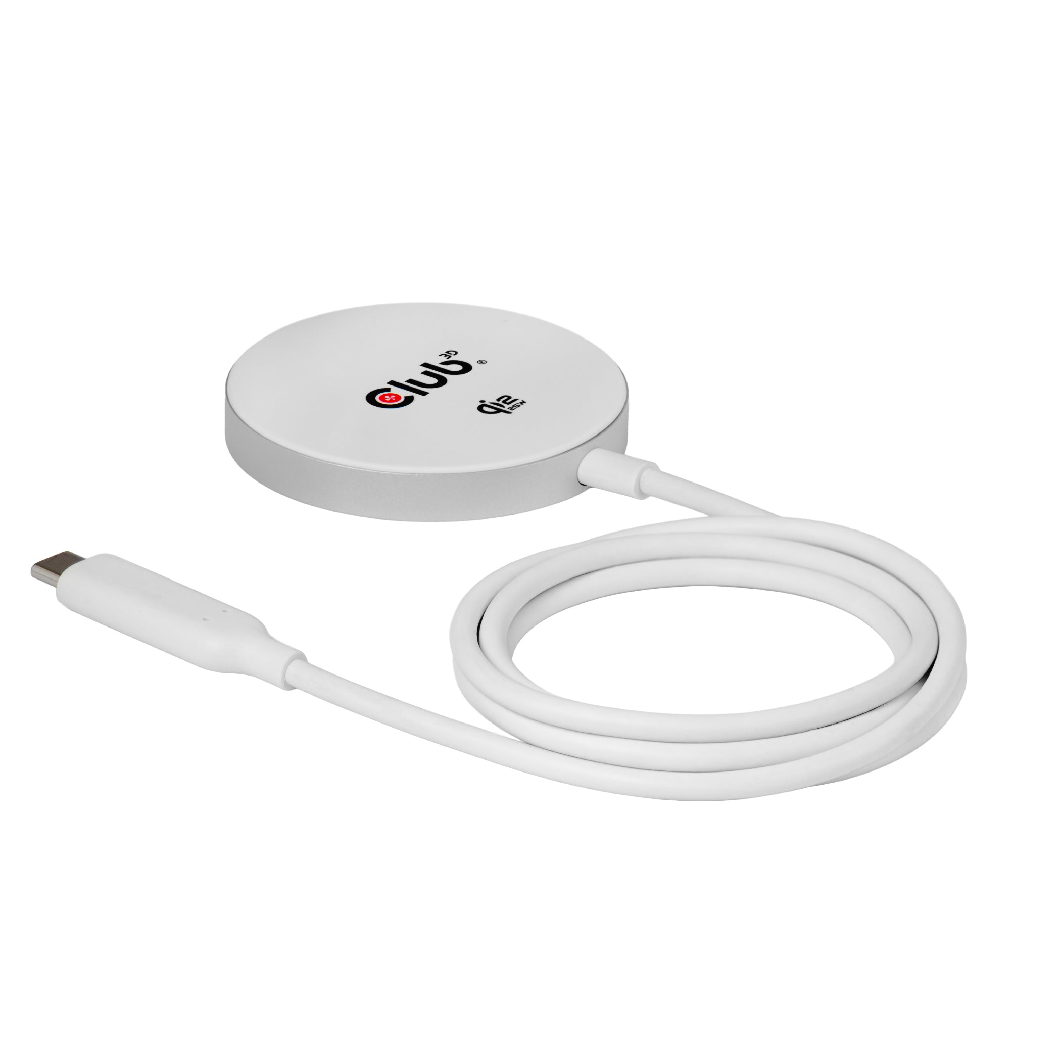 CLUB3D Club 3D CAC-3026 Kabelloses Ladegerät 25 W – Qi2, MagSafe-kompatibel – USB-C×1 – für Smartphones – Weiss