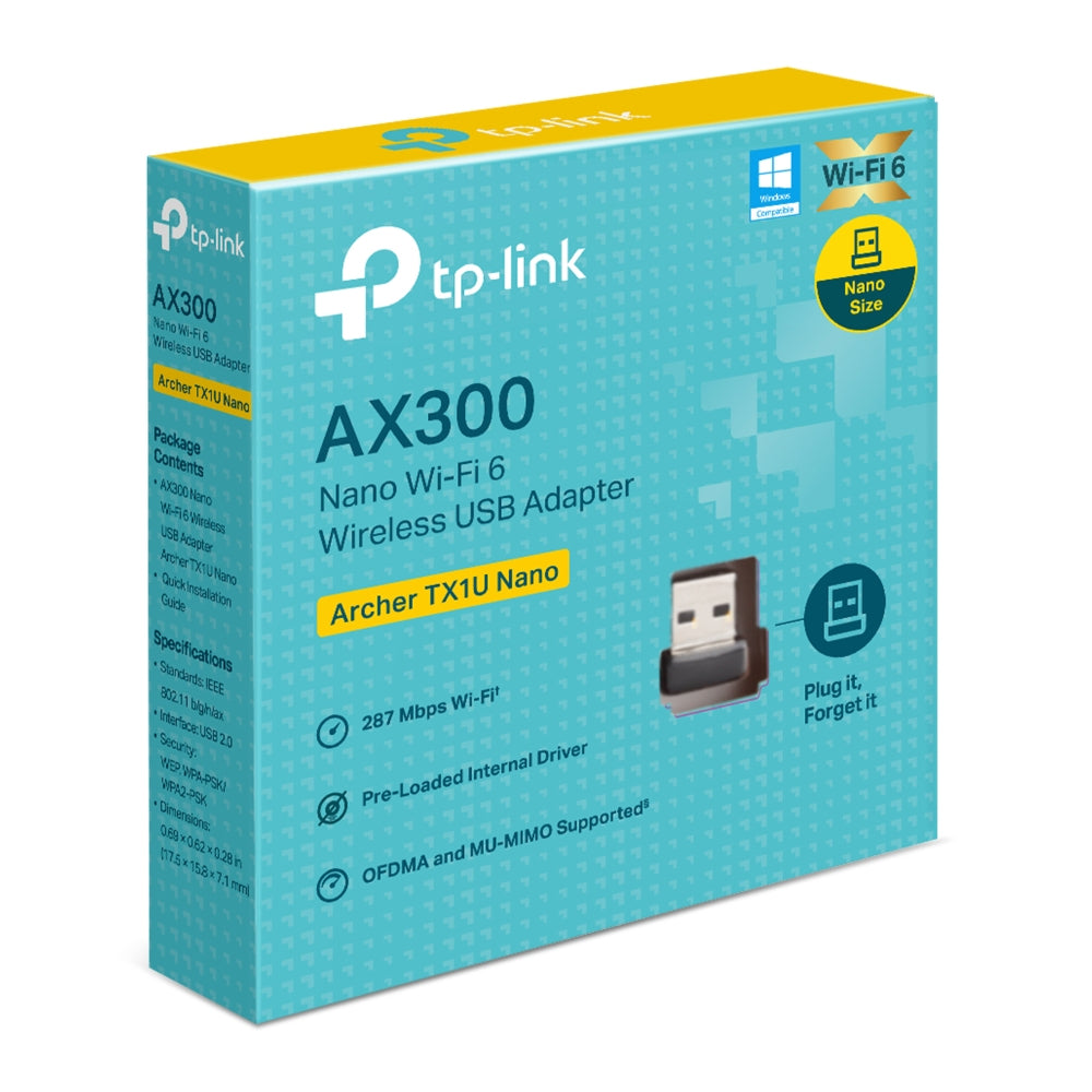 TP-Link Archer TX1U Nano USB-WLAN-Adapter – Wi-Fi 6 (802.11ax) – für Windows 7/10/11, Linux (Kernel 3.10+)