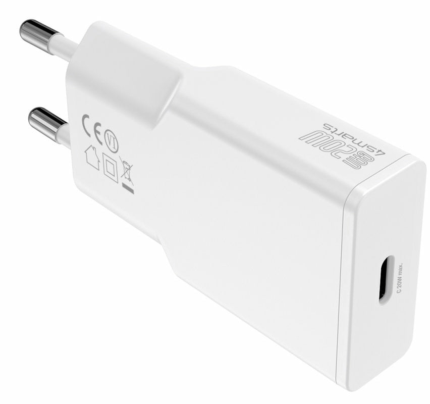 4smarts PDPlug Slim USB-Ladegerät 20 W – USB-C×1 – PD, QC 3.0, GaN – Weiss