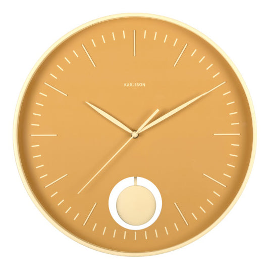 Karlsson Grato Pendulum Wanduhr – Analog, Ø 40,6 cm, Gelb, Kunststoff