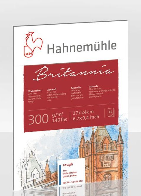 Hahnemühle Britannia Aquarellblock – 30 × 40 cm – 300 g/m² – 12 Blatt, für Acryl, Aquarell & Gouache