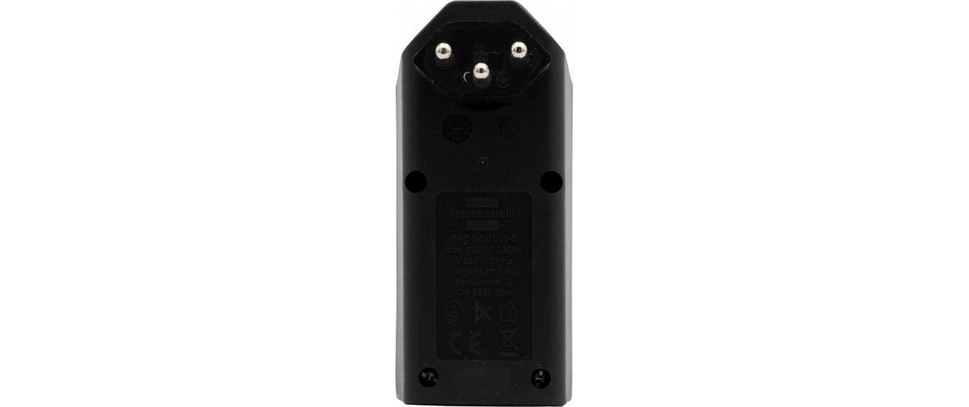 Brennenstuhl Steckdosenleiste, 3×T13, ohne Schalter, Eingang T12, drehbar 300° – schwarz