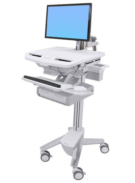 Ergotron Multimedia-Wagen für Bildschirme bis 61 cm, 2 Fächer, Weiss, VESA-Halterung, höhenverstellbar