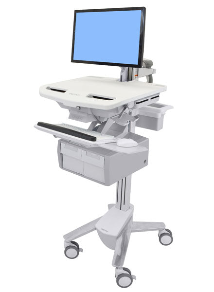 Ergotron StyleView – Computerwagen mit LCD-Arm, 2 Schubladen, höhenverstellbar, bis 24", Grau/Weiss