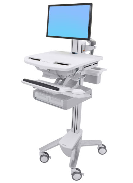 Ergotron StyleView – Computerwagen mit LCD-Pivot, 2 Schubladen, bis 24", VESA 75×75/100×100, Weiss