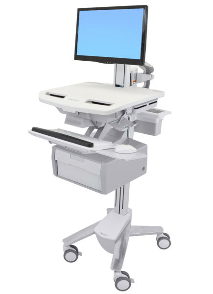 Ergotron StyleView – Computerwagen mit LCD-Pivot, 1 Schublade, bis 24", VESA 75×75/100×100, Weiss
