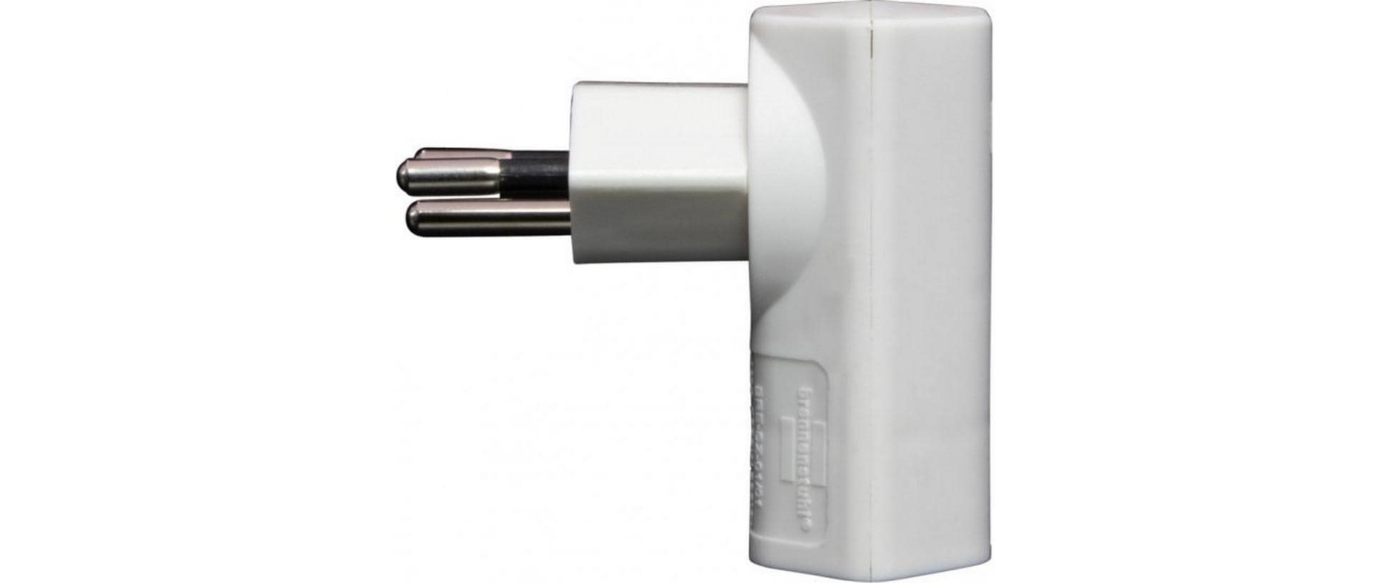 Brennenstuhl Winkeladapter T12 zu T13 – 230 V, 10 A, drehbar 300° – Weiss, für CH