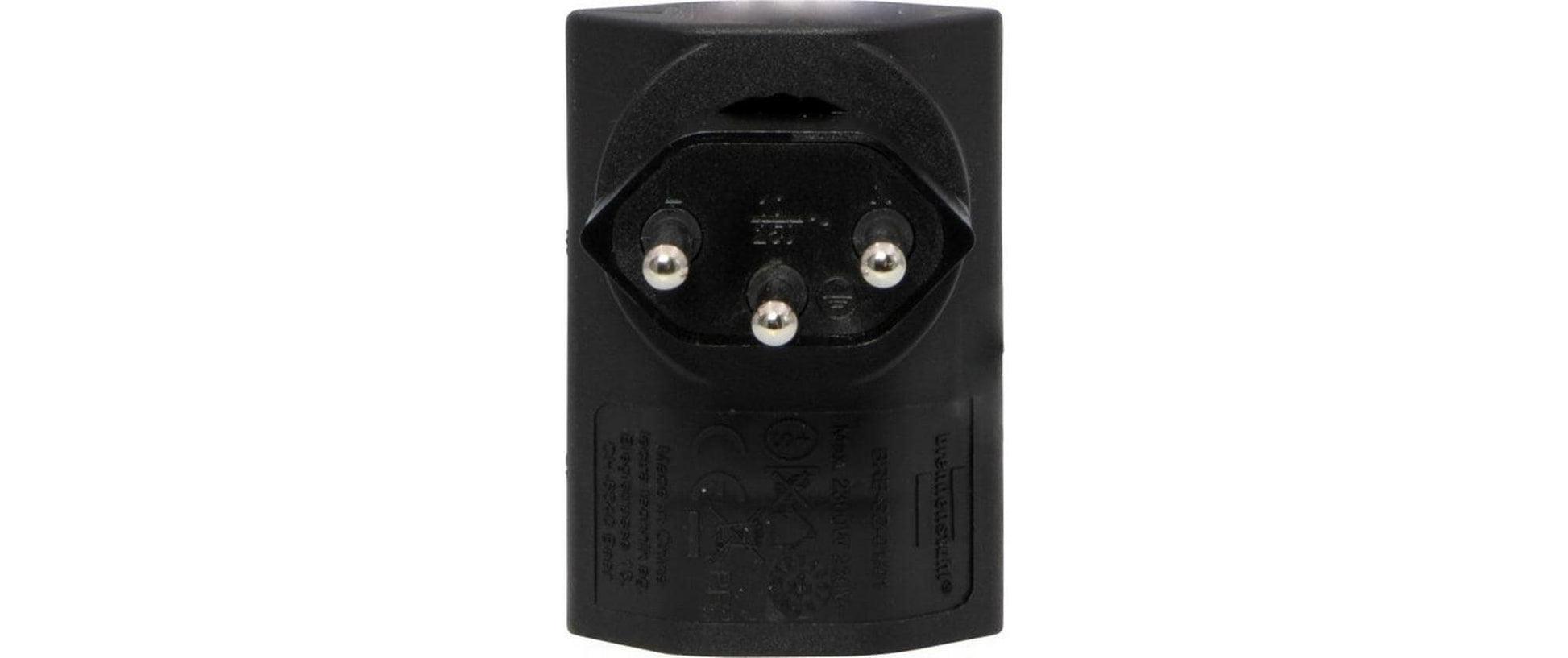 Brennenstuhl Winkeladapter T12 zu T13 – Flachstecker, 230 V, 10 A, drehbar 300° – Schwarz