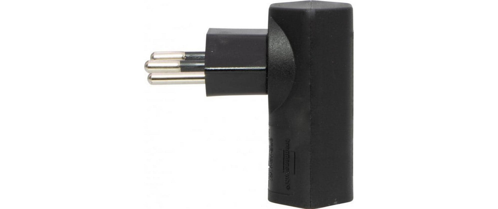 Brennenstuhl Winkeladapter T12 zu T13 – Flachstecker, 230 V, 10 A, drehbar 300° – Schwarz
