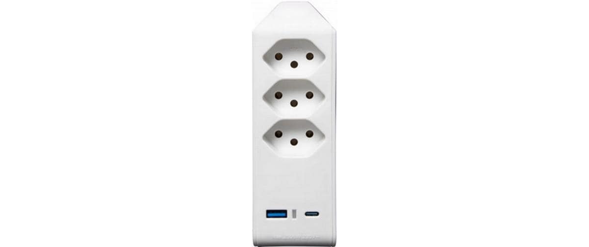 Brennenstuhl cleverLINE Abzweigstecker T12 zu T13 – 3× Steckdosen, 2× USB (A/C), 230 V 10 A, drehbar 300° – Weiss