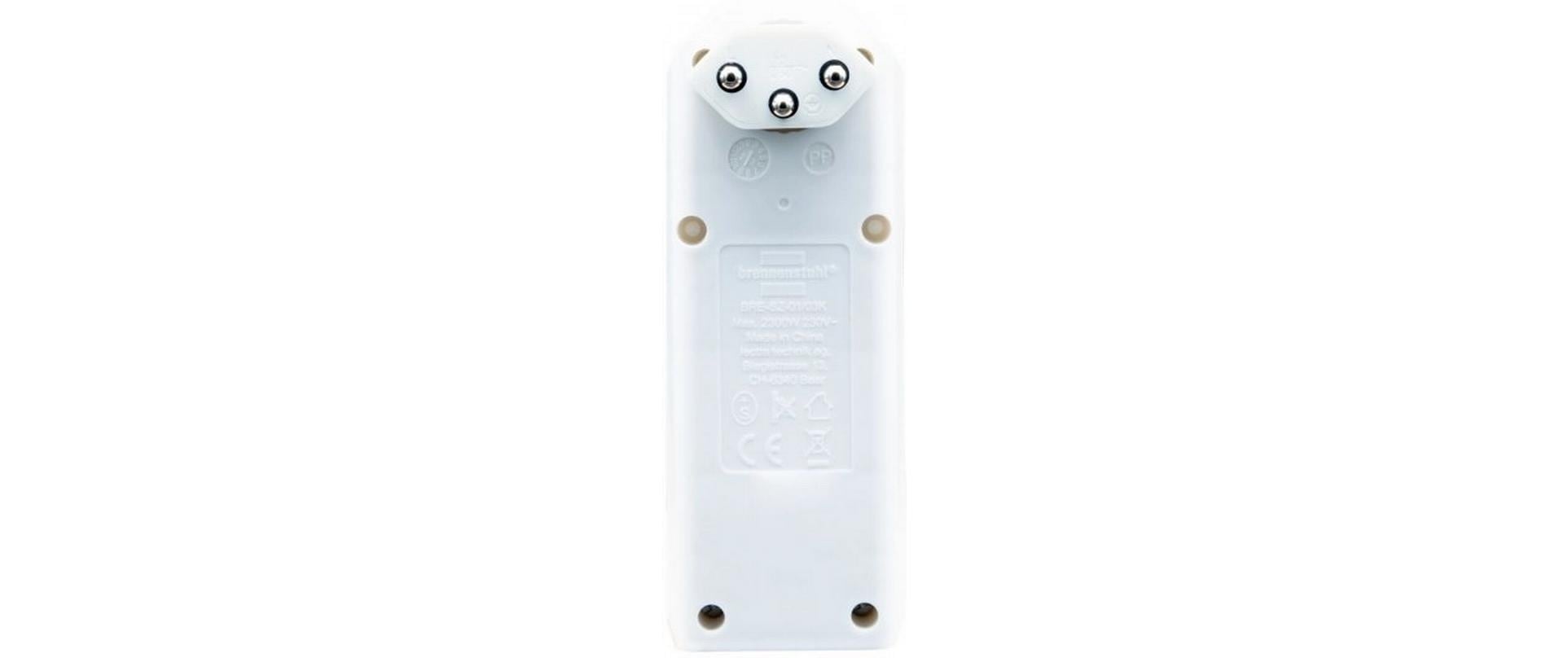 Brennenstuhl Abzweigstecker T12 zu 3× T13 – 230 V, 10 A, 300° drehbar, mit Schalter – Weiss