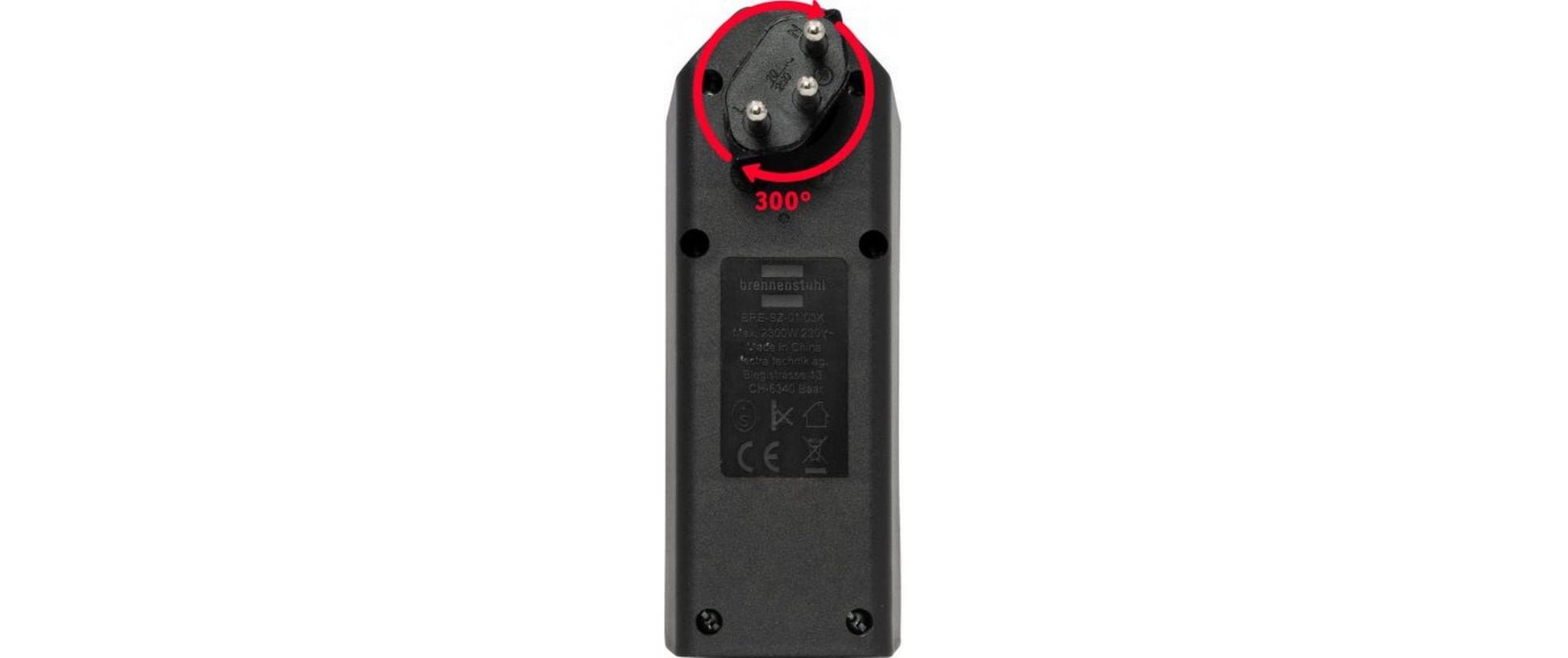 Brennenstuhl 3-fach drehbarer Abzweigstecker 300° – 230 V, 10 A, 3× T13 Buchsen, T12 Stecker – 130 × 50 × 80 mm