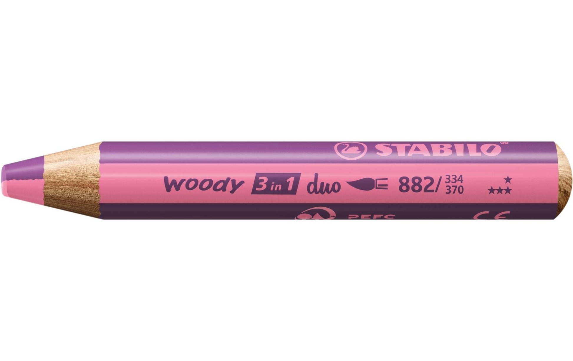 STABILO Buntstifte Woody 3 in 1 Duo – 3-in-1, Minen-Ø 10,0 mm, 5 Stifte, mit Spitzer