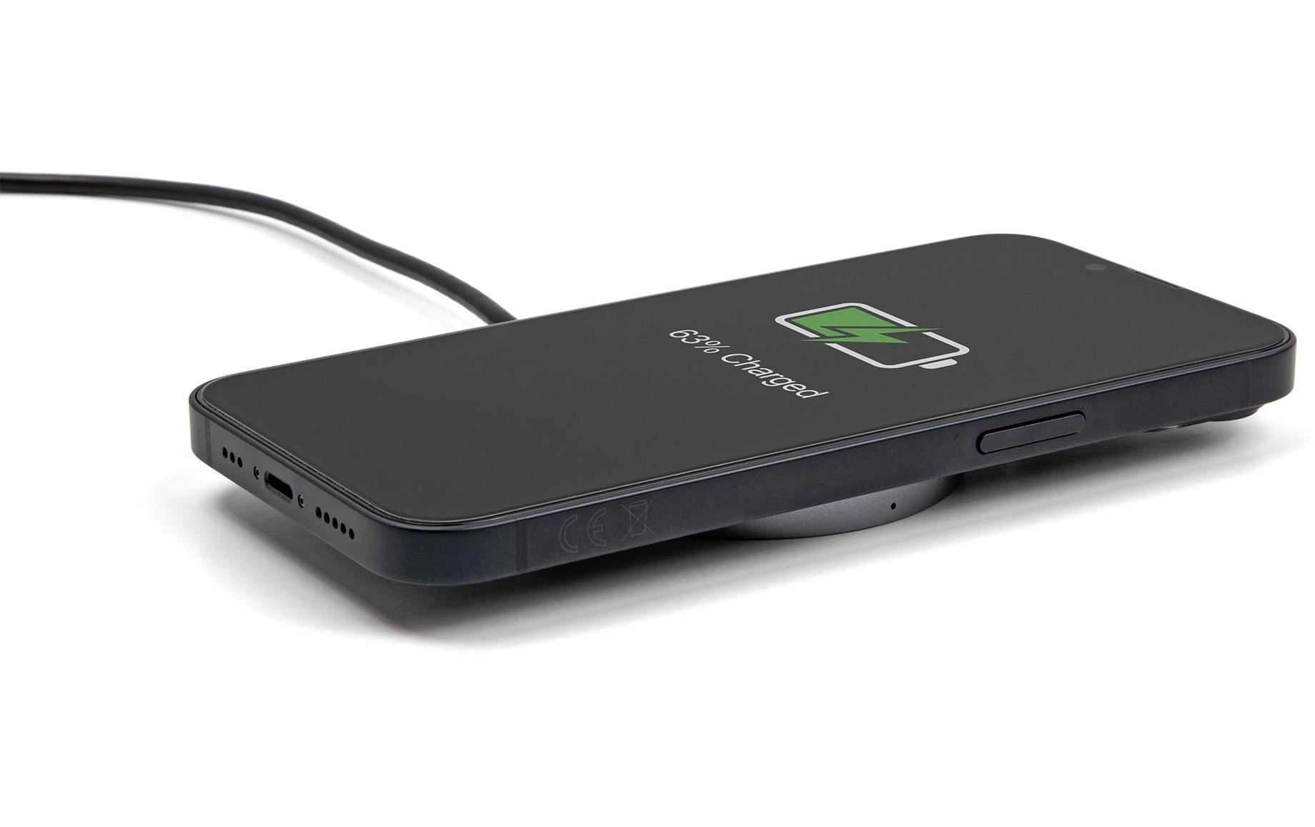 DeLOCK Kabelloses Ladepad 15 W – Qi, Schnellladung – für Smartphone, Smartwatch – Schwarz