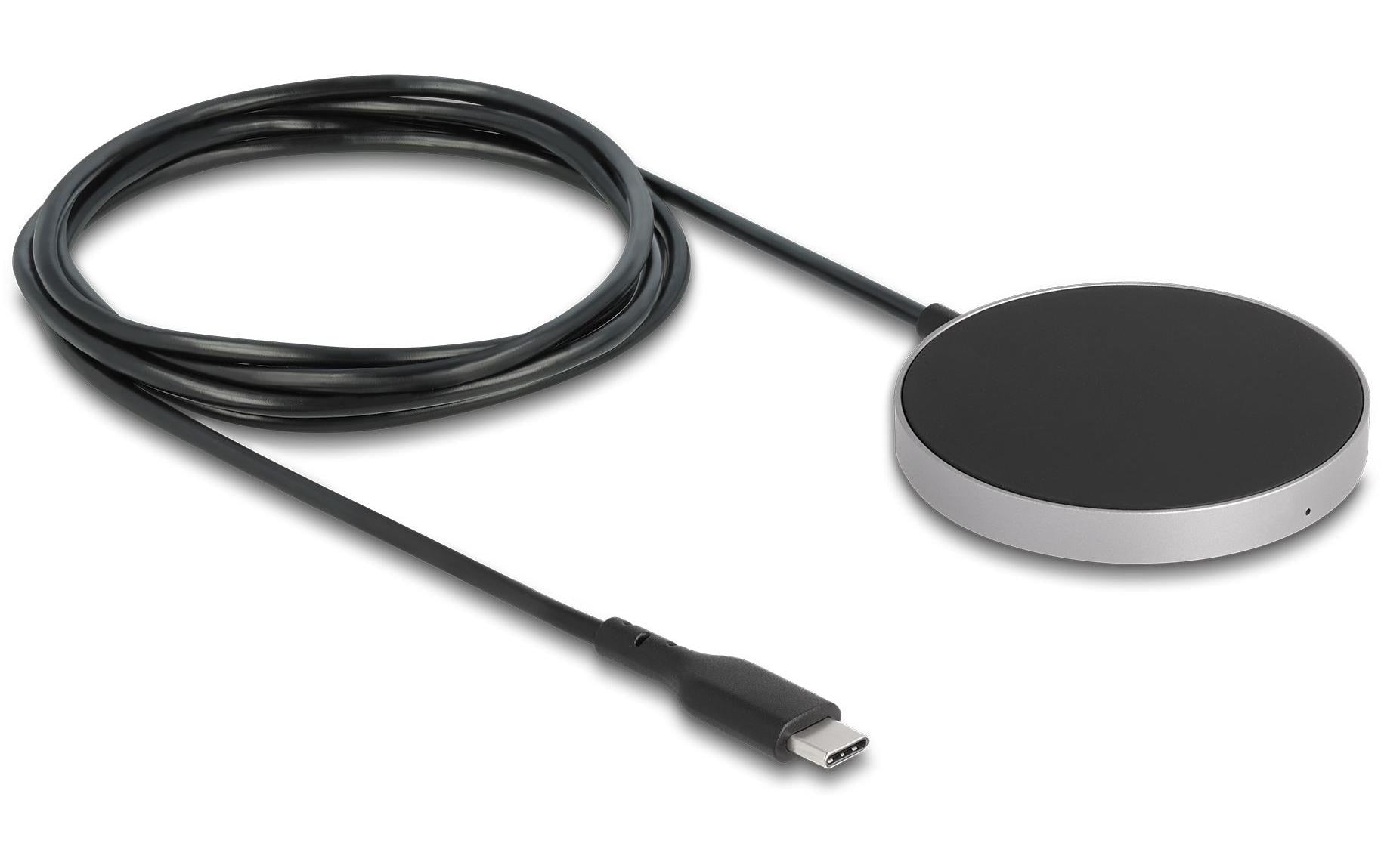 DeLOCK Kabelloses Ladepad 15 W – Qi, Schnellladung – für Smartphone, Smartwatch – Schwarz