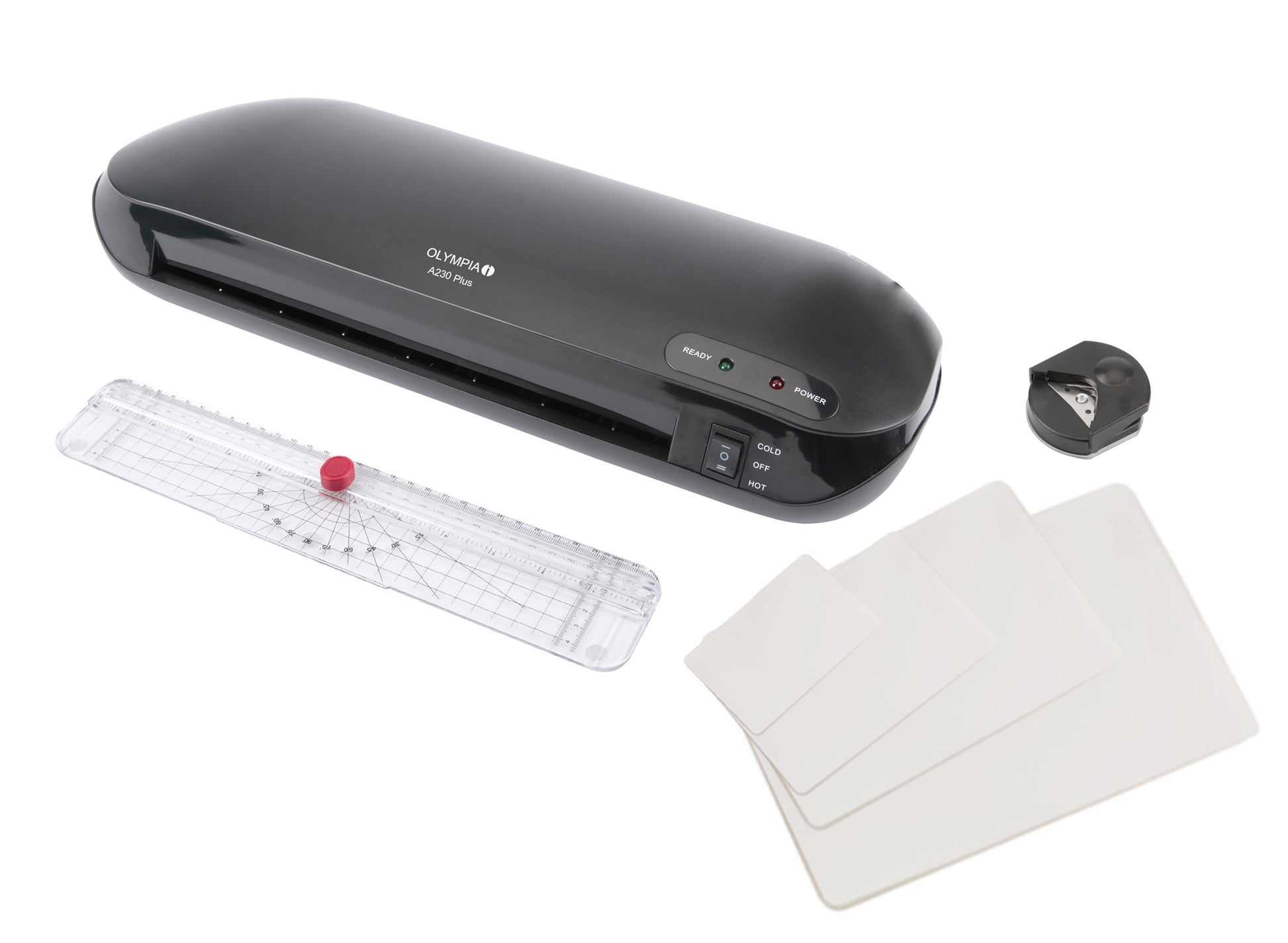 Olympia A230 Plus Laminiergerät A4 – Kalt-/Heisslaminator, bis 125 µm, 2 Rollen, 400 mm/min, schwarz