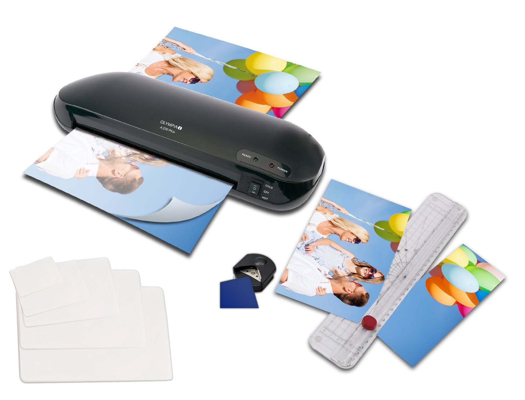 Olympia A230 Plus Laminiergerät A4 – Kalt-/Heisslaminator, bis 125 µm, 2 Rollen, 400 mm/min, schwarz