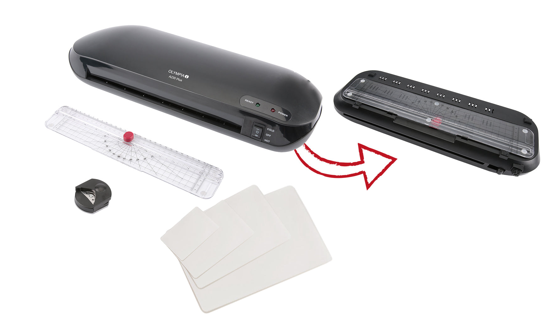 Olympia A230 Plus Laminiergerät A4 – Kalt-/Heisslaminator, bis 125 µm, 2 Rollen, 400 mm/min, schwarz