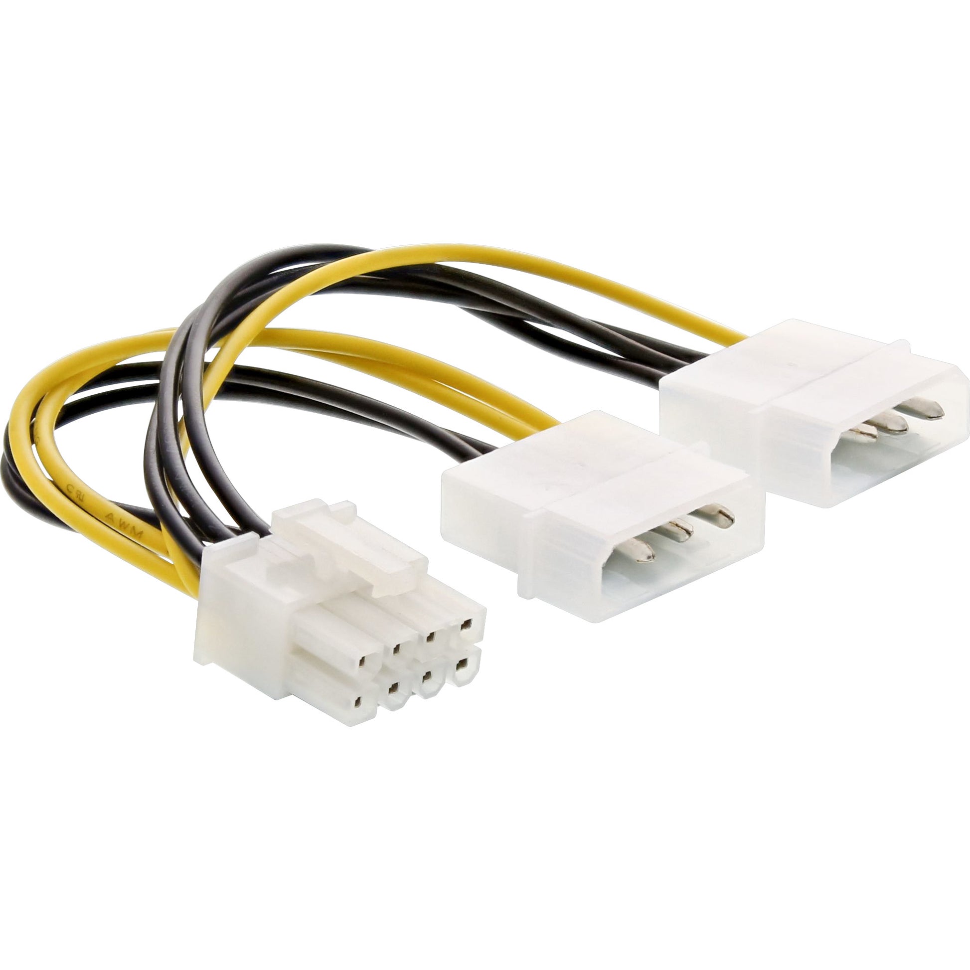 InLine Adapter 2× Molex (4-polig) zu PCI‑E (8-polig) – 0,15 m