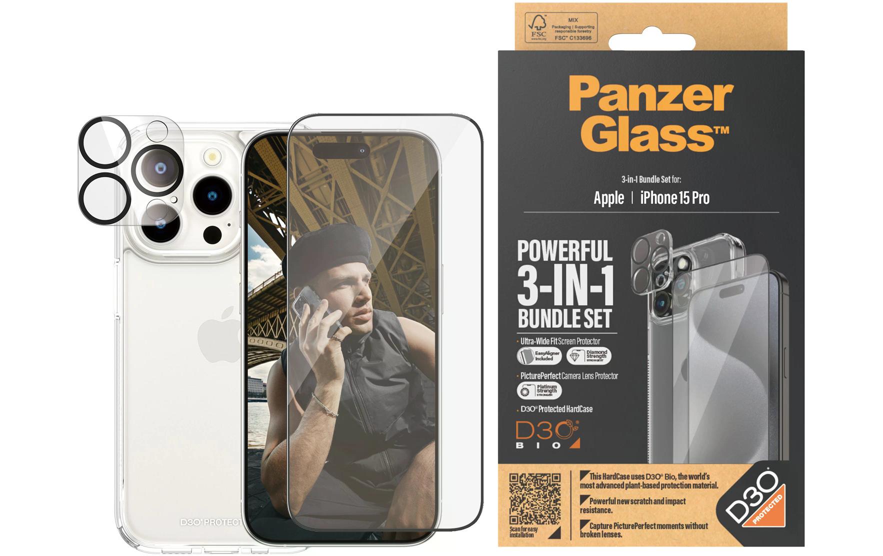 PanzerGlass CARE – Backcover – für Apple iPhone 15 Pro – transparent – schockresistent, Anti-Fingerprint-Oberfläche