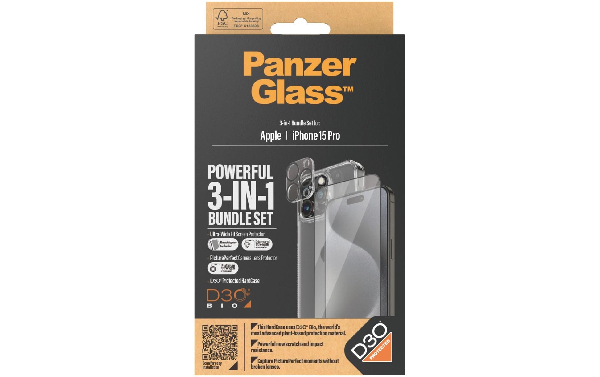 PanzerGlass CARE – Backcover – für Apple iPhone 15 Pro – transparent – schockresistent, Anti-Fingerprint-Oberfläche