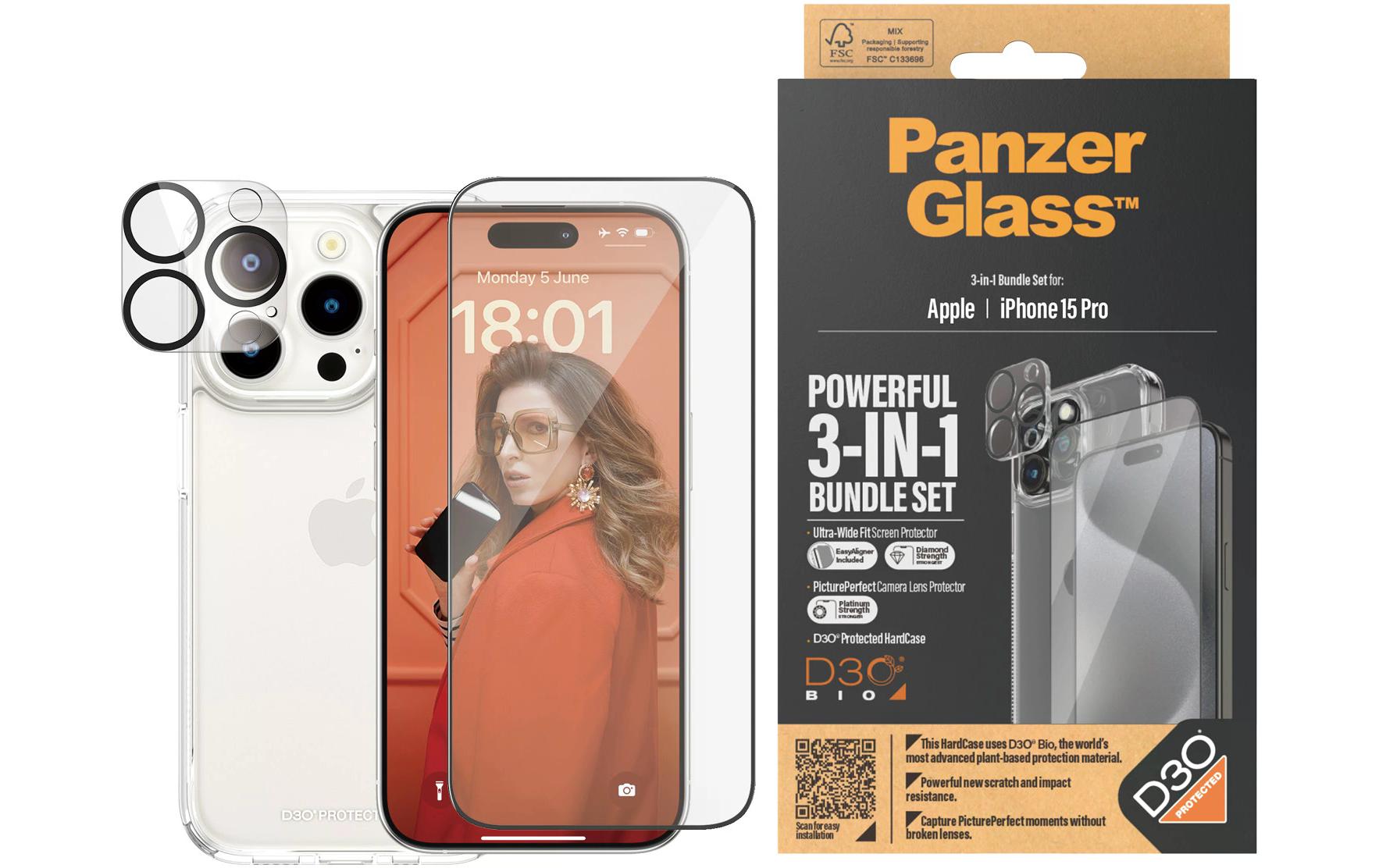 PanzerGlass CARE – Backcover – für Apple iPhone 15 Pro – transparent – schockresistent, Anti-Fingerprint-Oberfläche